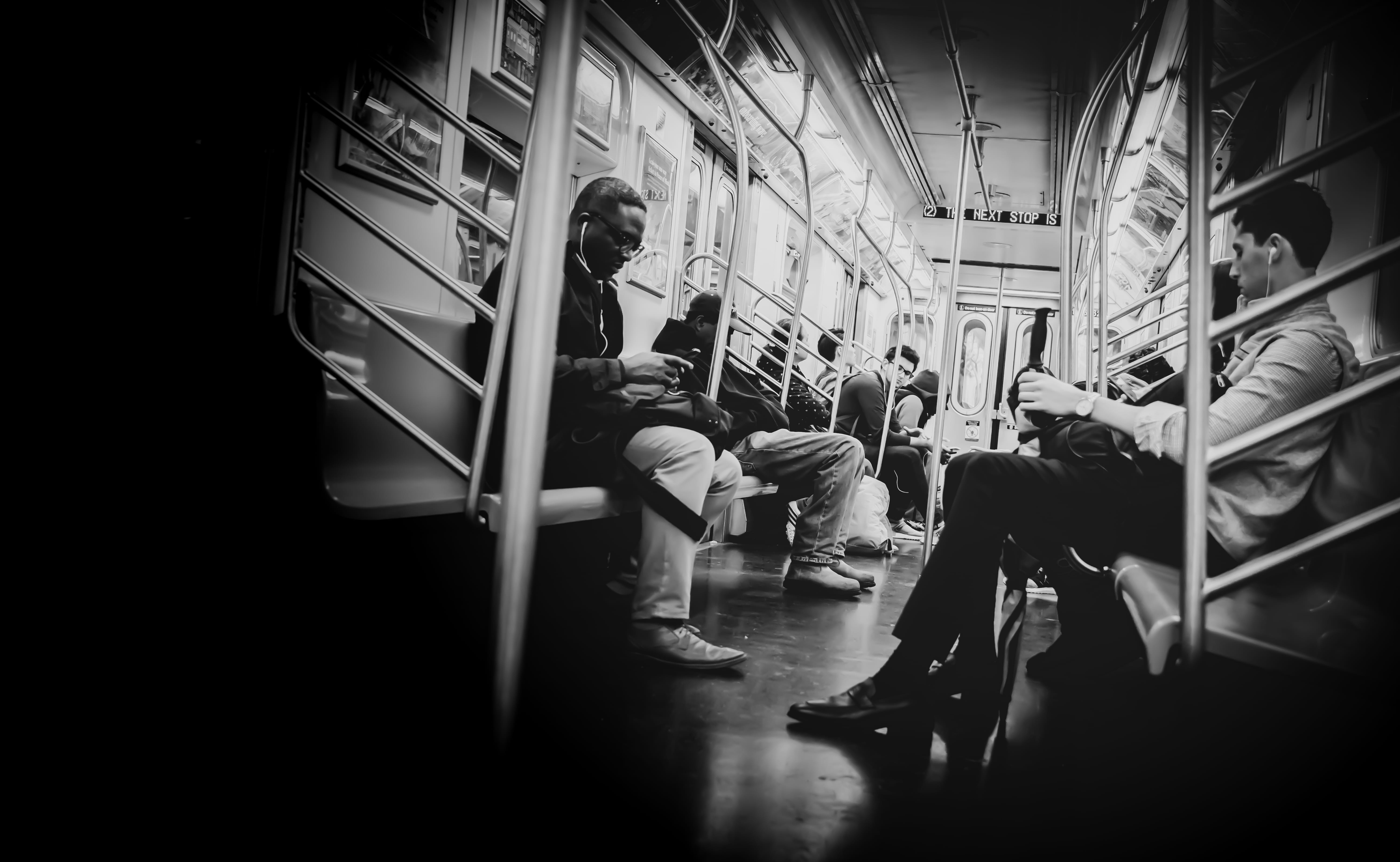 men, passenger, grayscale, leisure activity, human, photography, pier, sports, gym, people, indoors, train station, lifestyles, sitting, adult, 5K, architecture, HD Wallpaper