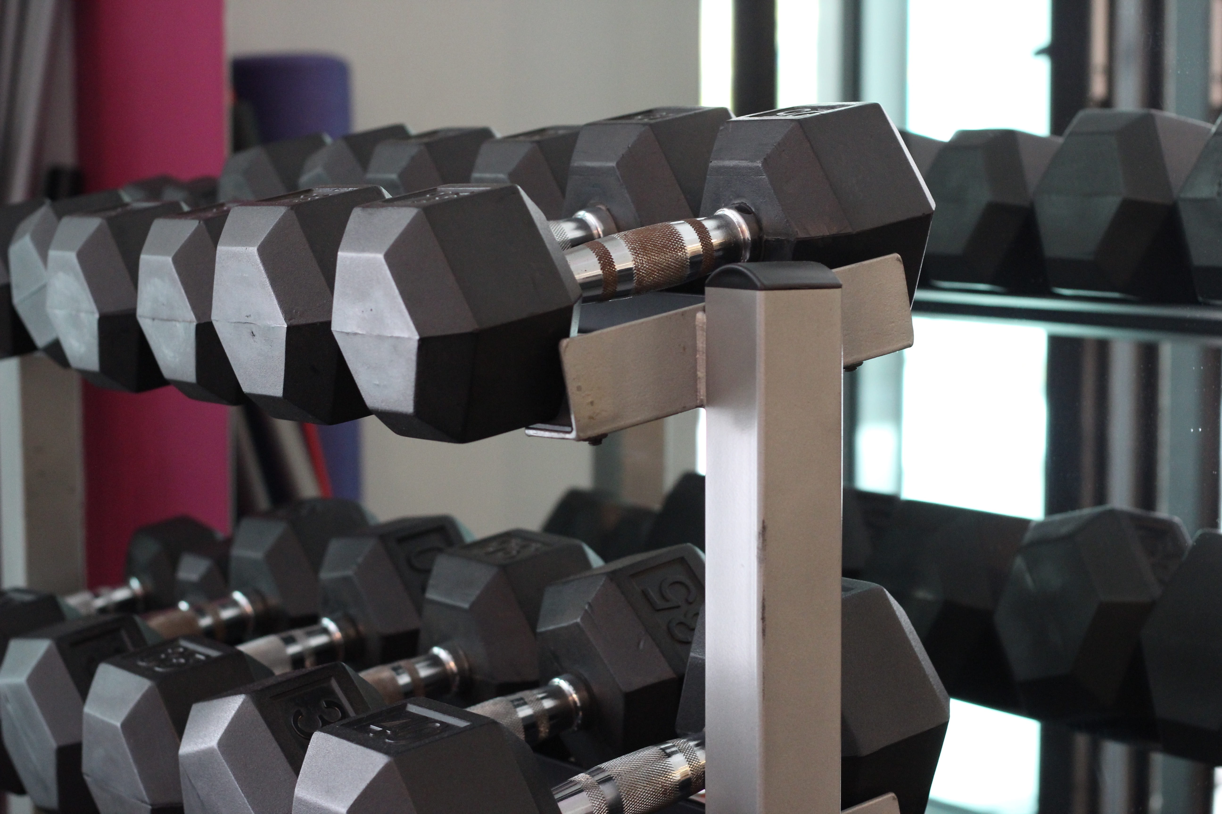 metal, strength, dumbbell, still life, sport, sports training, white, weight training, sports equipment, dumbbells, large group of objects, indoors, exercising, HD Wallpaper