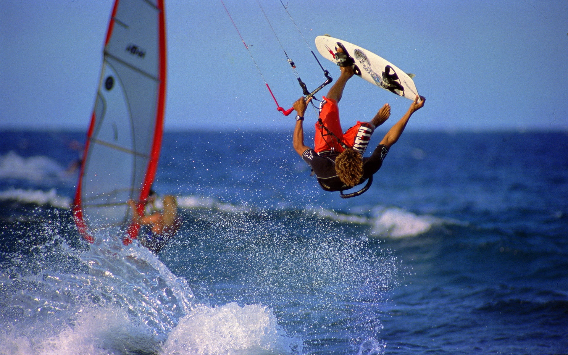 males, kiteboarding, fun, skill, extreme Sports, people, speed, sports And Fitness, blue, recreational Pursuit, beach, life Jacket, adrenaline, spray, motion, HD Wallpaper