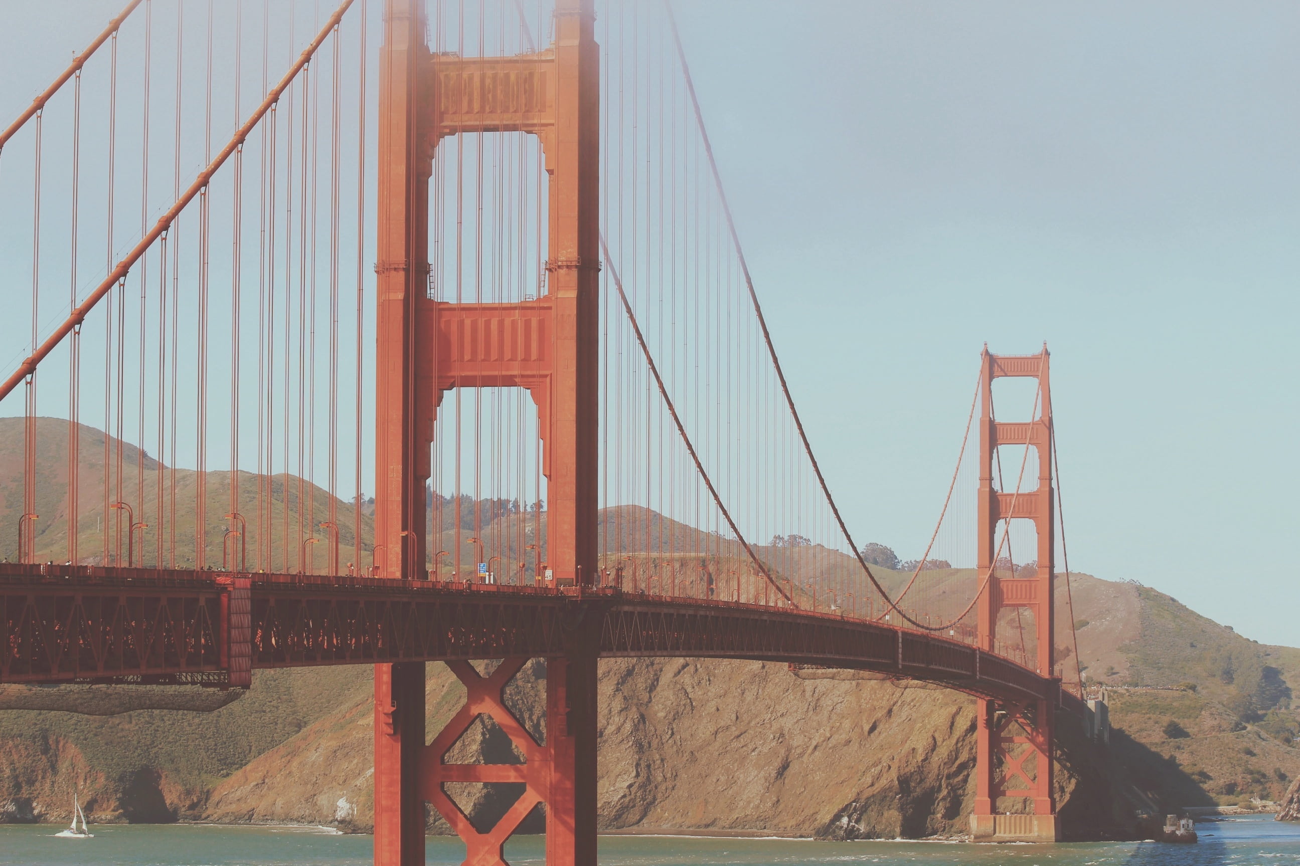 water, transportation, gate, outdoors, 2K, day, summer, architecture, built structure, bay of water, engineering, city, suspension bridge, connection, HD Wallpaper