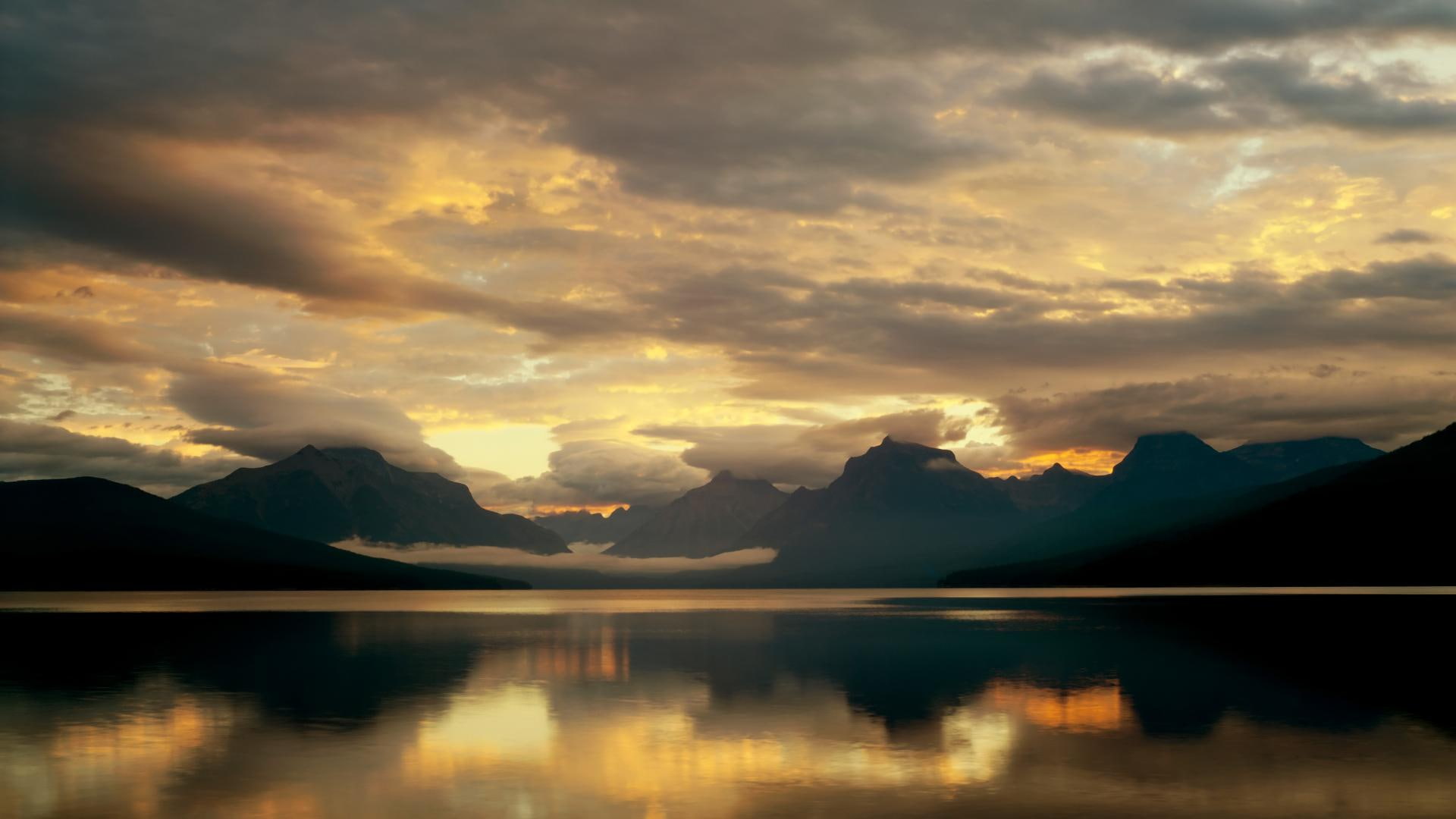 glacier, hd, lake, nature, art, park, mcdonald, mountains, 1080P, x, nationa, Clouds, HD Wallpaper