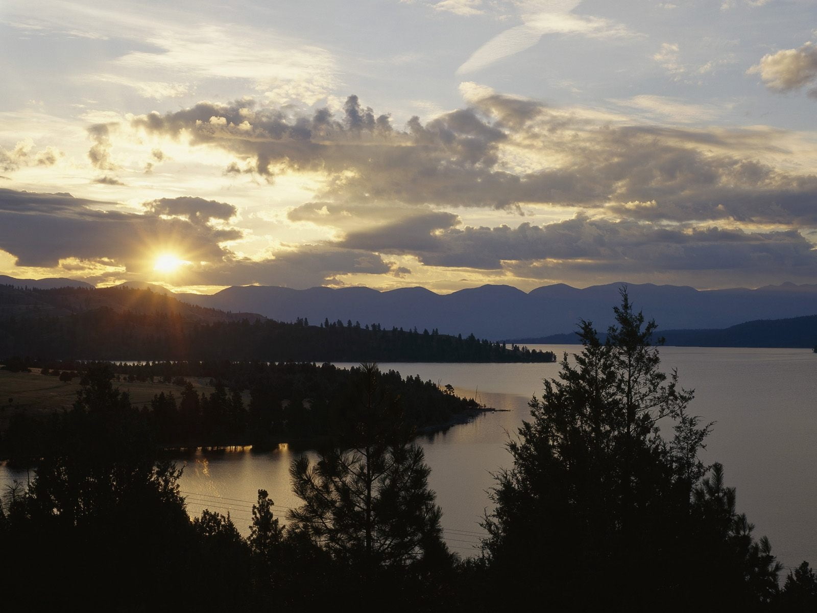 no People, summer, forest, morning, cloud - Sky, sunlight, flathead lake, scenics - nature, sunrise - Dawn, decline, water, nature, tranquility, wild horse island, HD Wallpaper