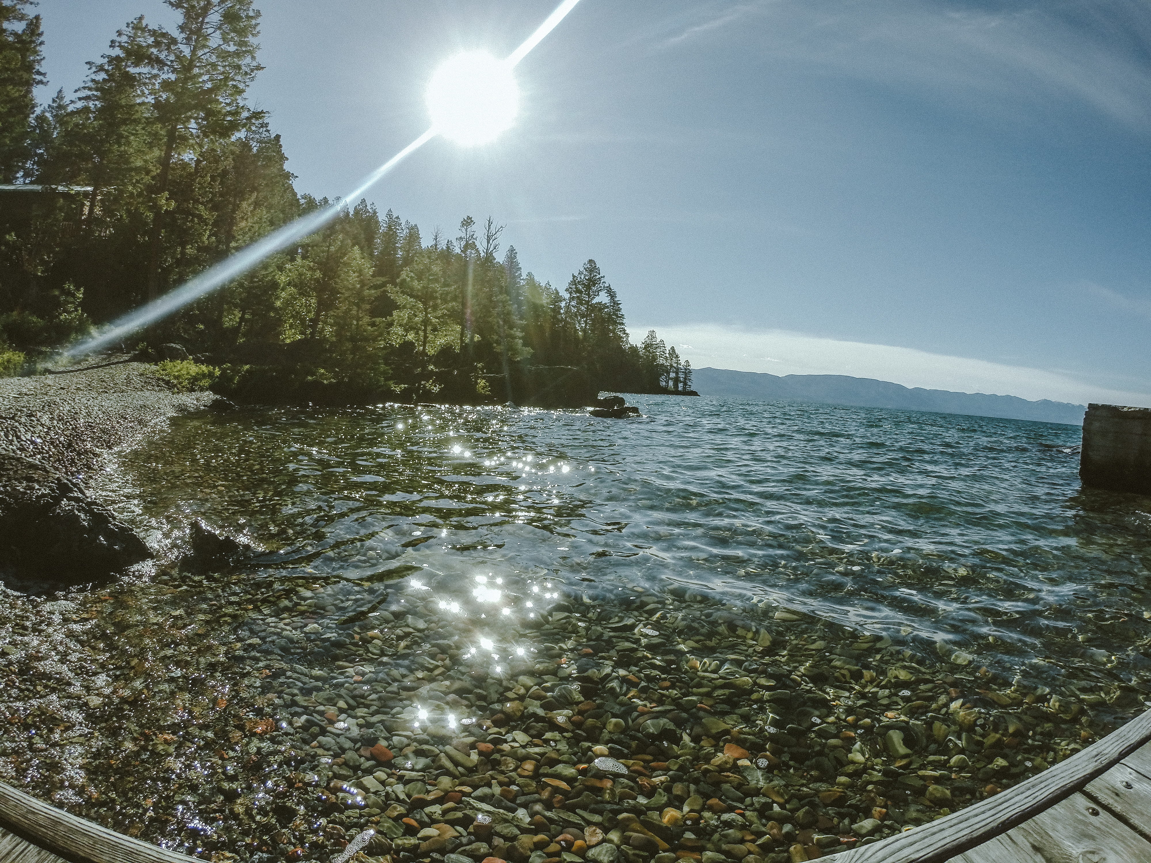 trees, 4K, lake, non-urban scene, united states, outdoors, sun, day, forest, tree, sunlight, sunny, sunbeam, lens flare, mountain, tranquil scene, flowing water, HD Wallpaper