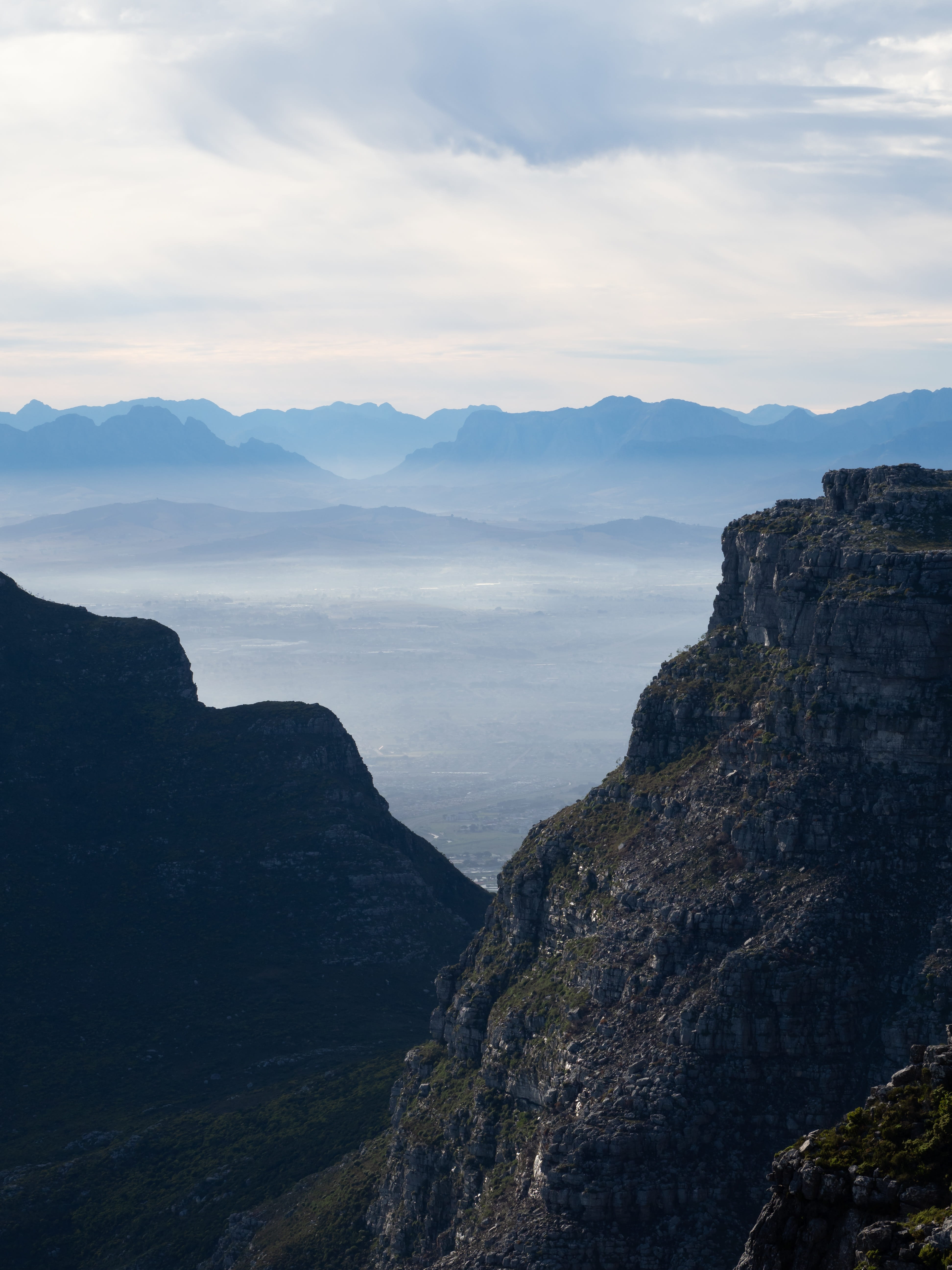 view from table mountain, tourism, no people, travel, mountain, stone, day, idyllic, rocks, beautiful, vertical panorama, tranquil scene, sky, non-urban scene, Phone HD Wallpaper