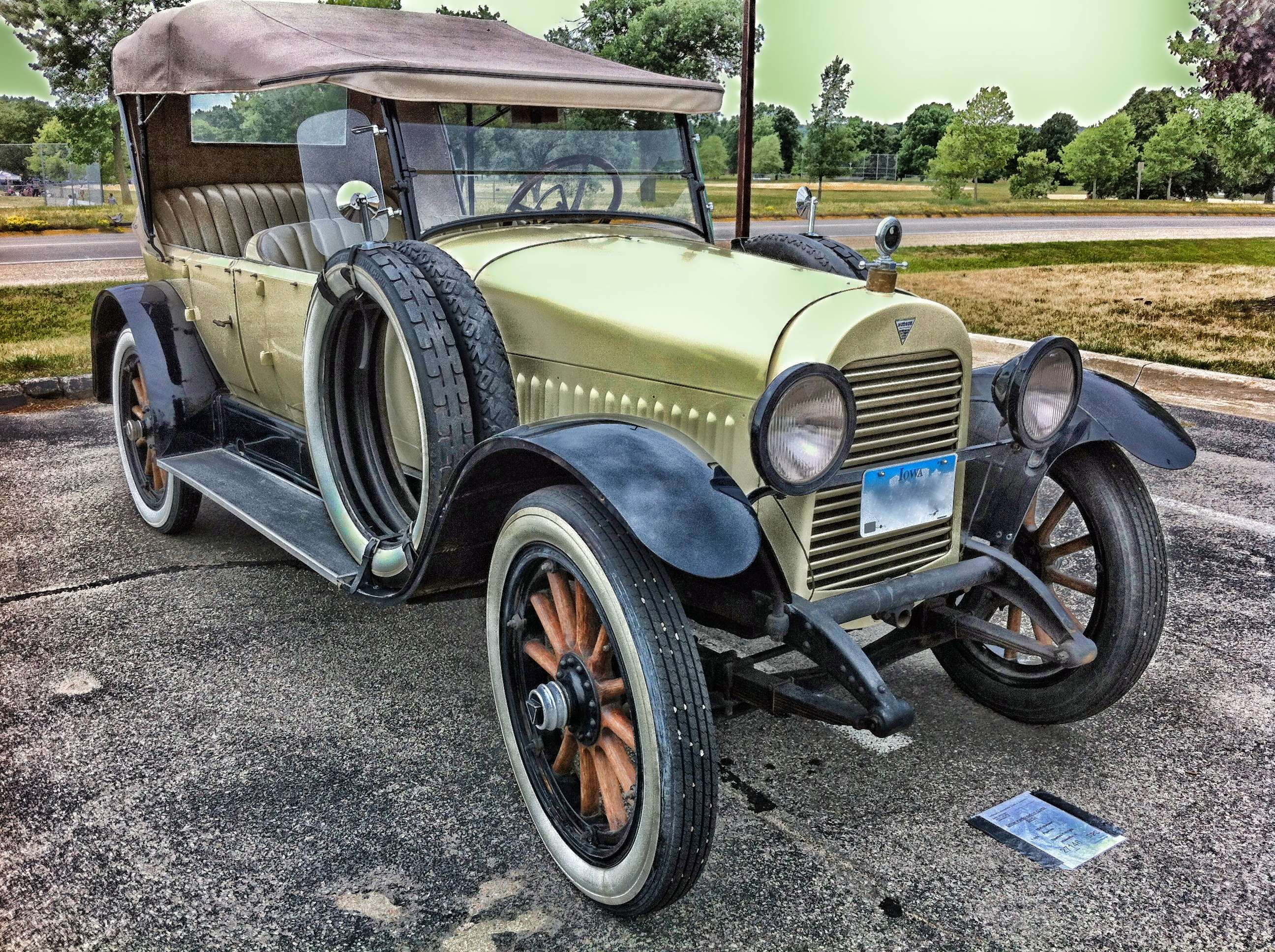 phaeton, vintage, stationary, day, hudson, car, antique, motor vehicle, hdr, retro styled, classic, transportation, automobile, road, plant, 1921, auto, HD Wallpaper