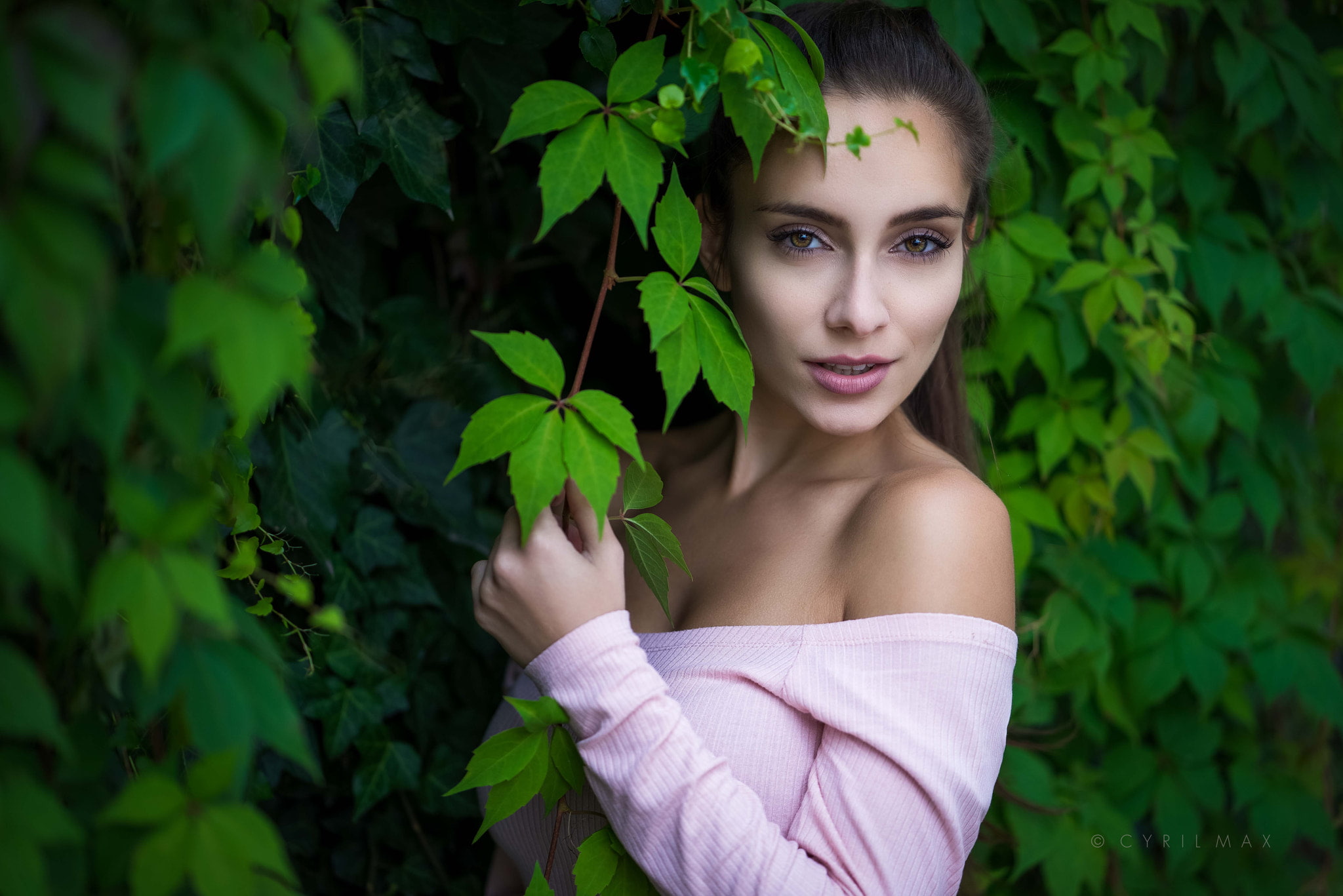 portrait, face, women, 1080P, leaves, Pavlina, HD Wallpaper