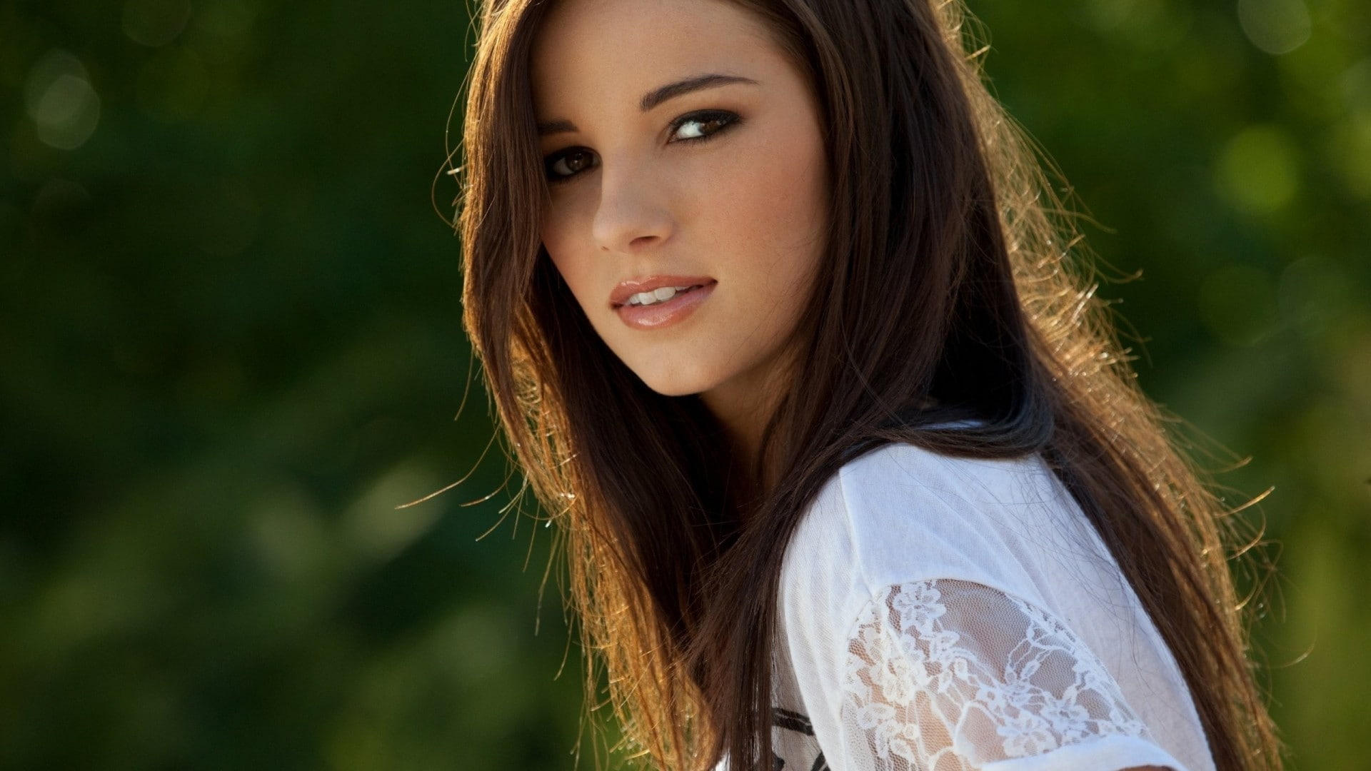brown eyes, Madison Morgan, brunette, 1080P, long hair, open mouth, women, HD Wallpaper