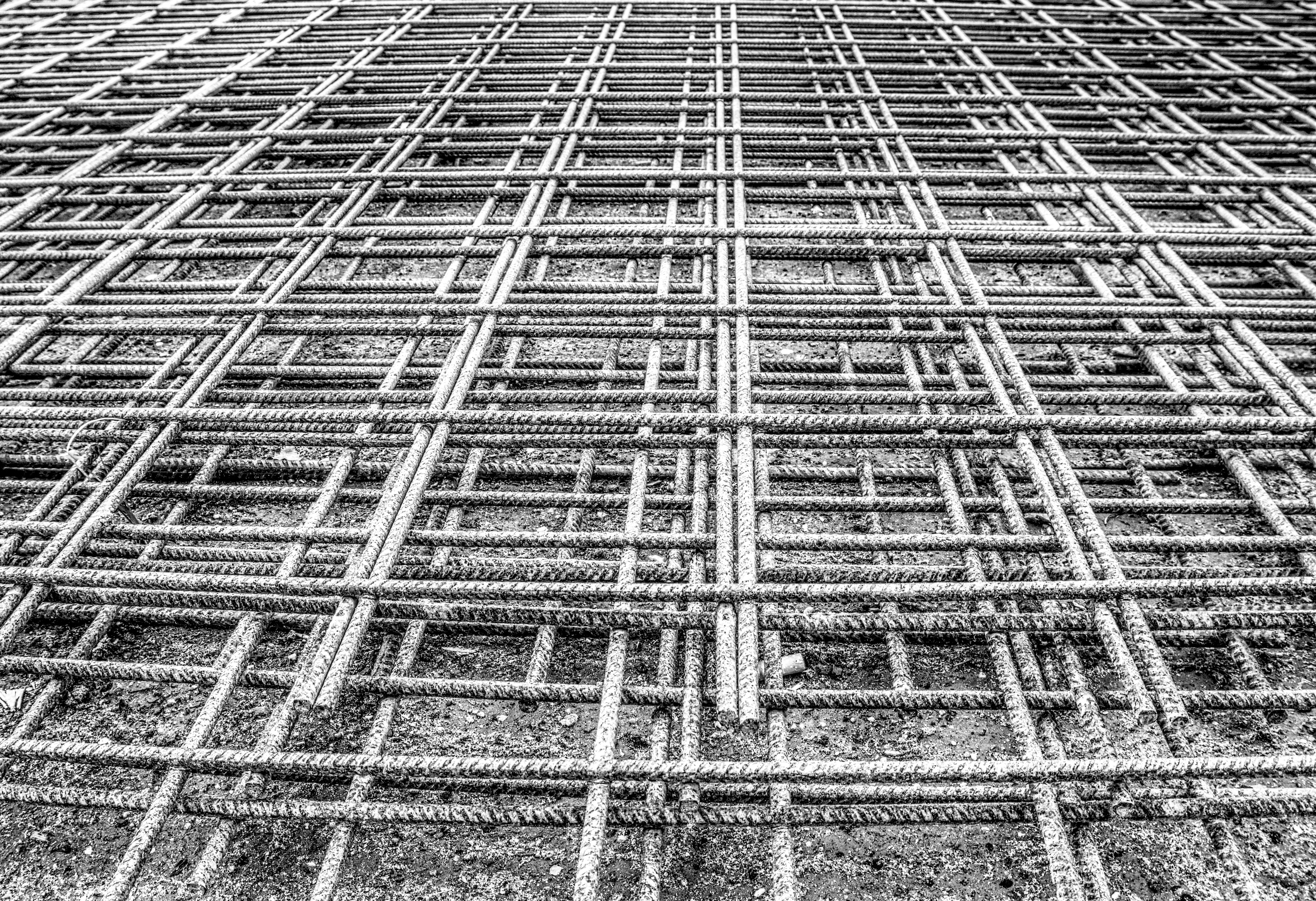 steel mat, high angle view, contrast, pattern, build, steel, outdoors, rusty, architecture, city, steel mesh, iron railings, building exterior, construction site, HD Wallpaper