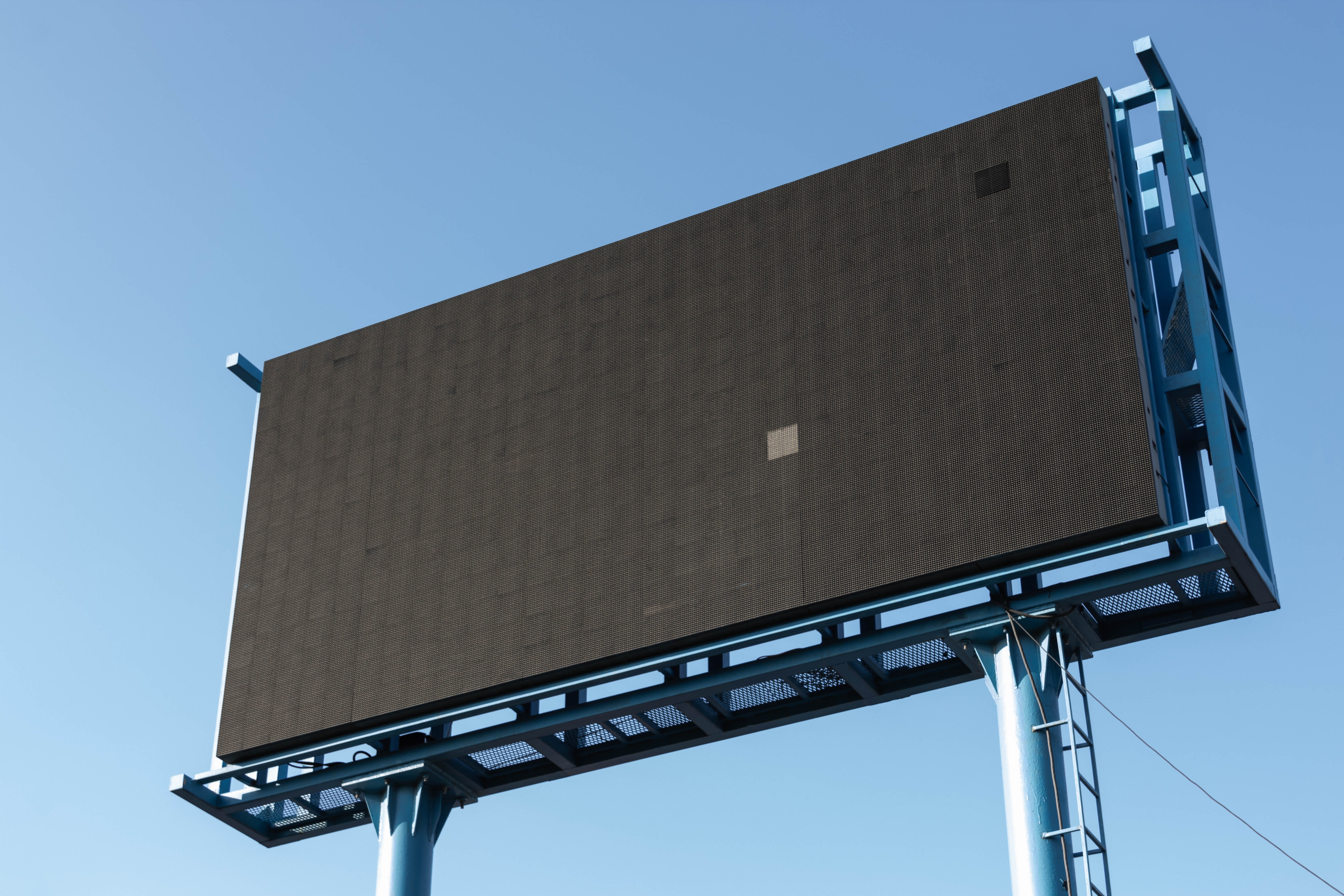 copy space, outdoors, nature, billboard, business, built structure, blue, architecture, text, no people, turned, signage, marketing, low angle view, communication, HD Wallpaper