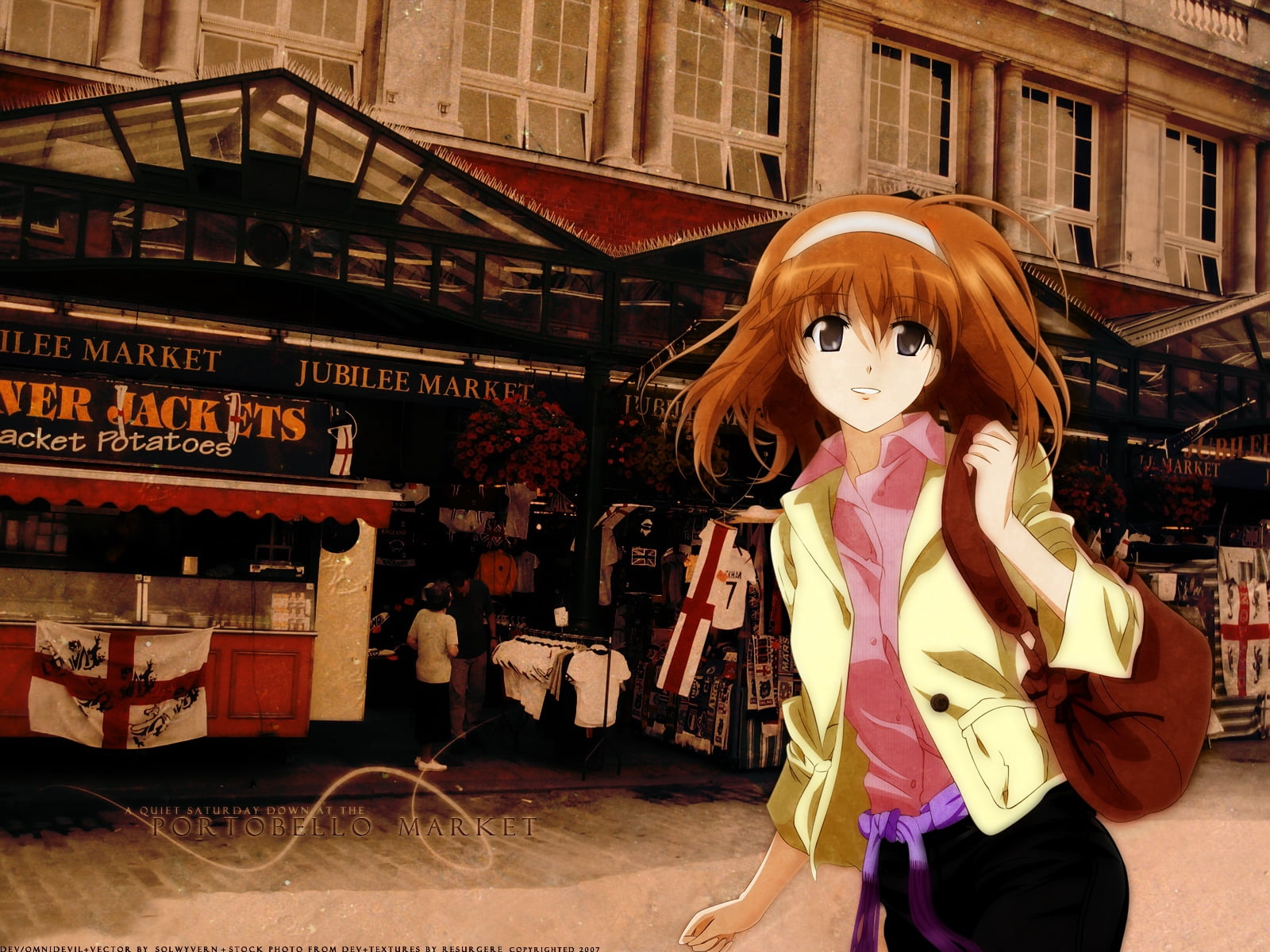 illustration, indoors, one person, looking at camera, adult, young women, three quarter length, 720P, anime, young adult, brown, built structure, bag, HD Wallpaper