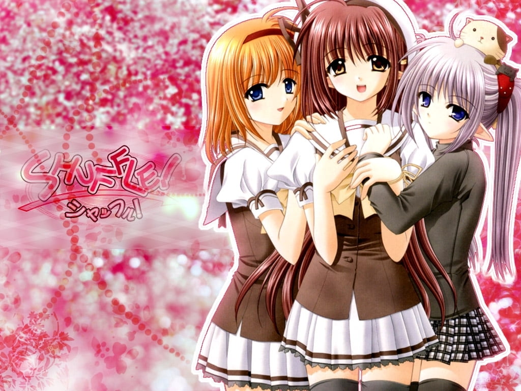 shuffle, representation, female likeness, girls, celebration, Anime / Animated, looking at camera, toy, doll, animated, no people, creativity, costume, HD Wallpaper