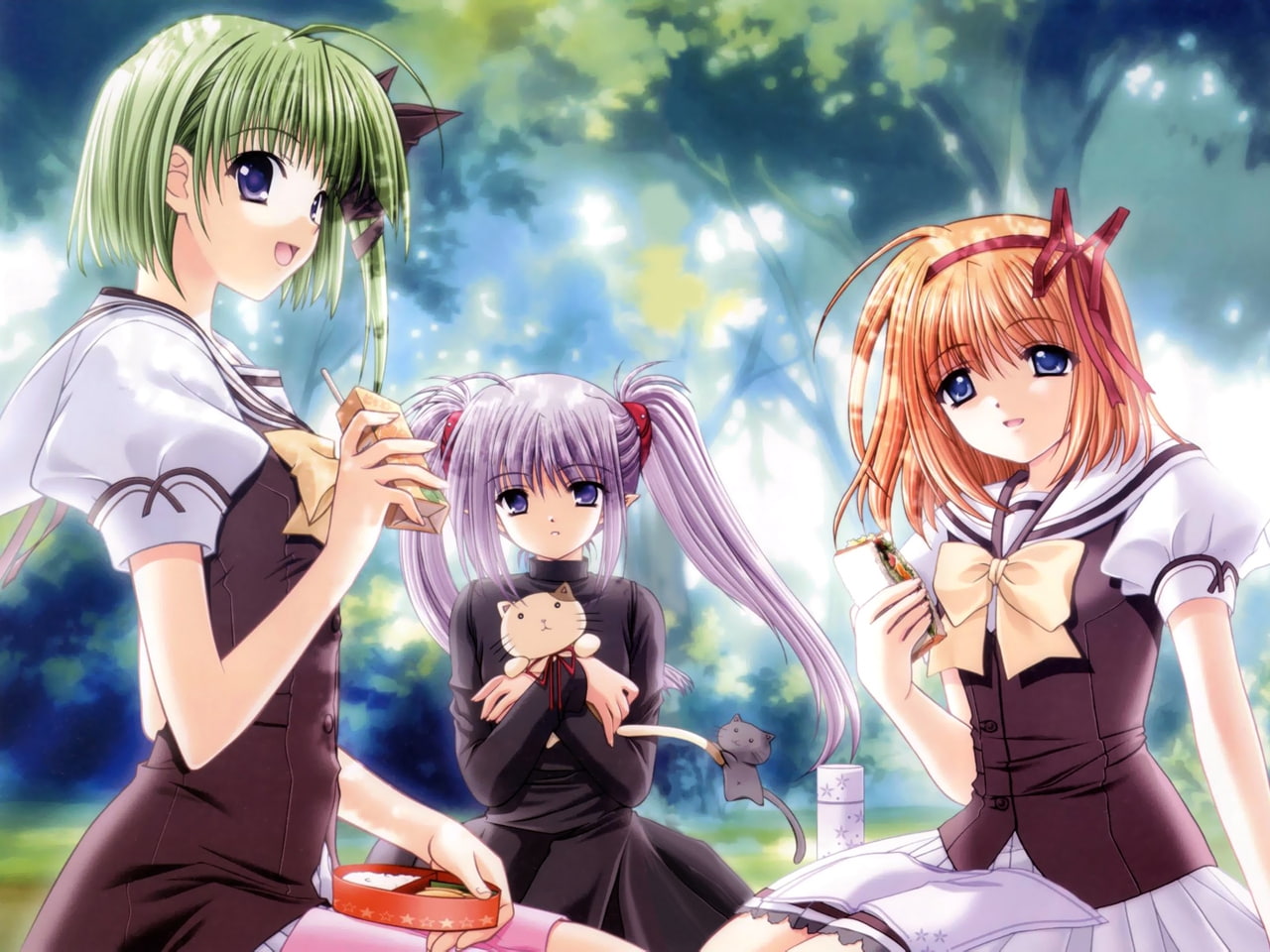 girls, art, 720P, hd, Anime Girls, Shuffle, anime, HD Wallpaper