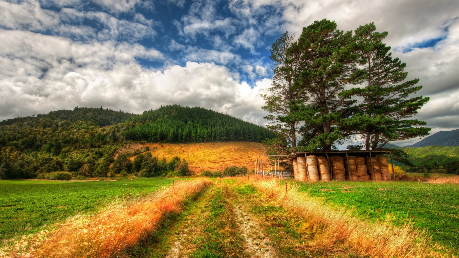tranquility, landscape, mountain, architecture, field, New Zealand, sky, HDR, tranquil scene, scenics - nature, environment, beauty in nature, 1080P, built structure, HD Wallpaper