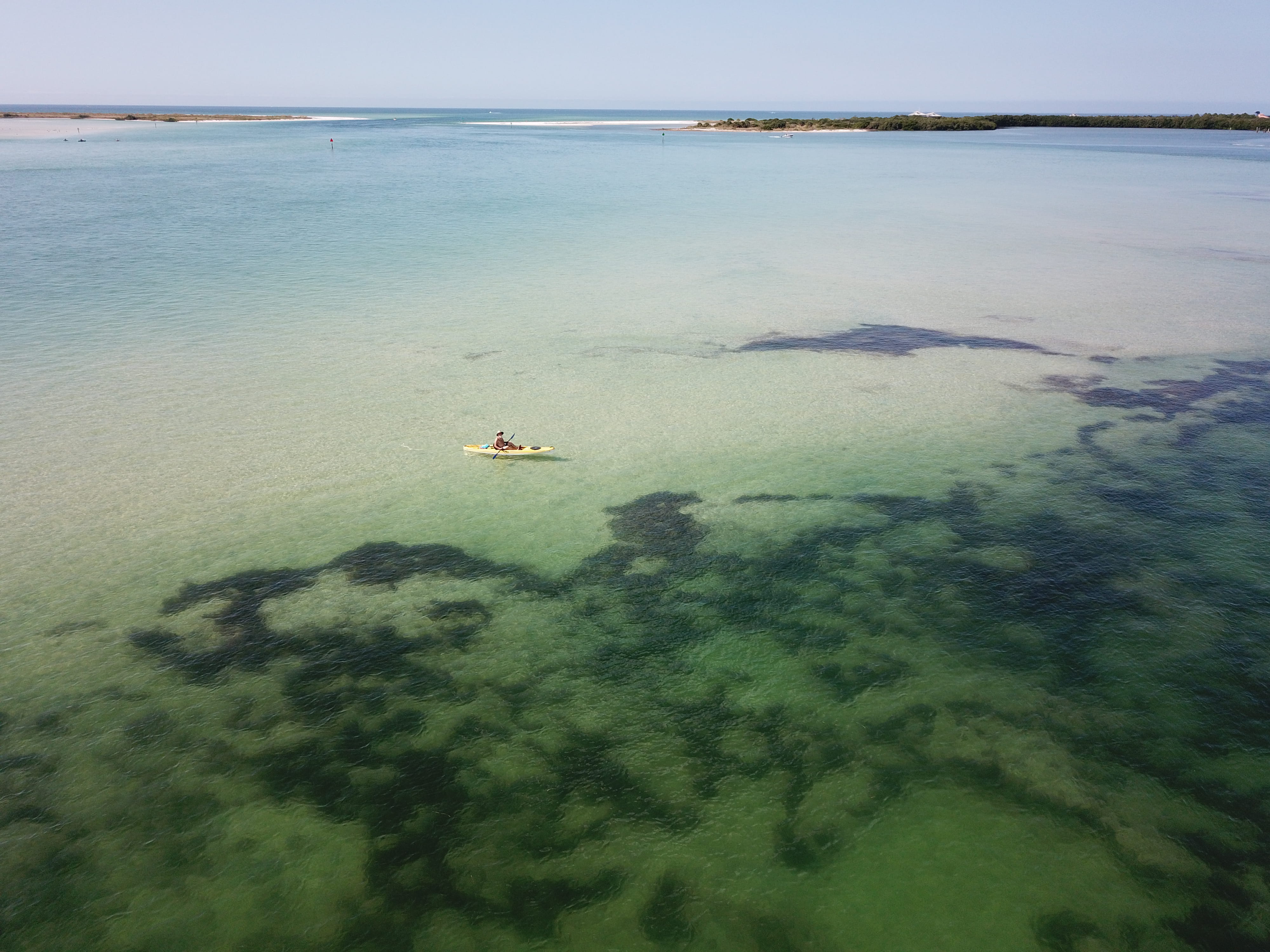 high angle view, 4K, drone shot, idyllic, boat, tranquil scene, from anove, one person, outdoors, sea side, person, tranquility, undersea, scenery, kayak, HD Wallpaper