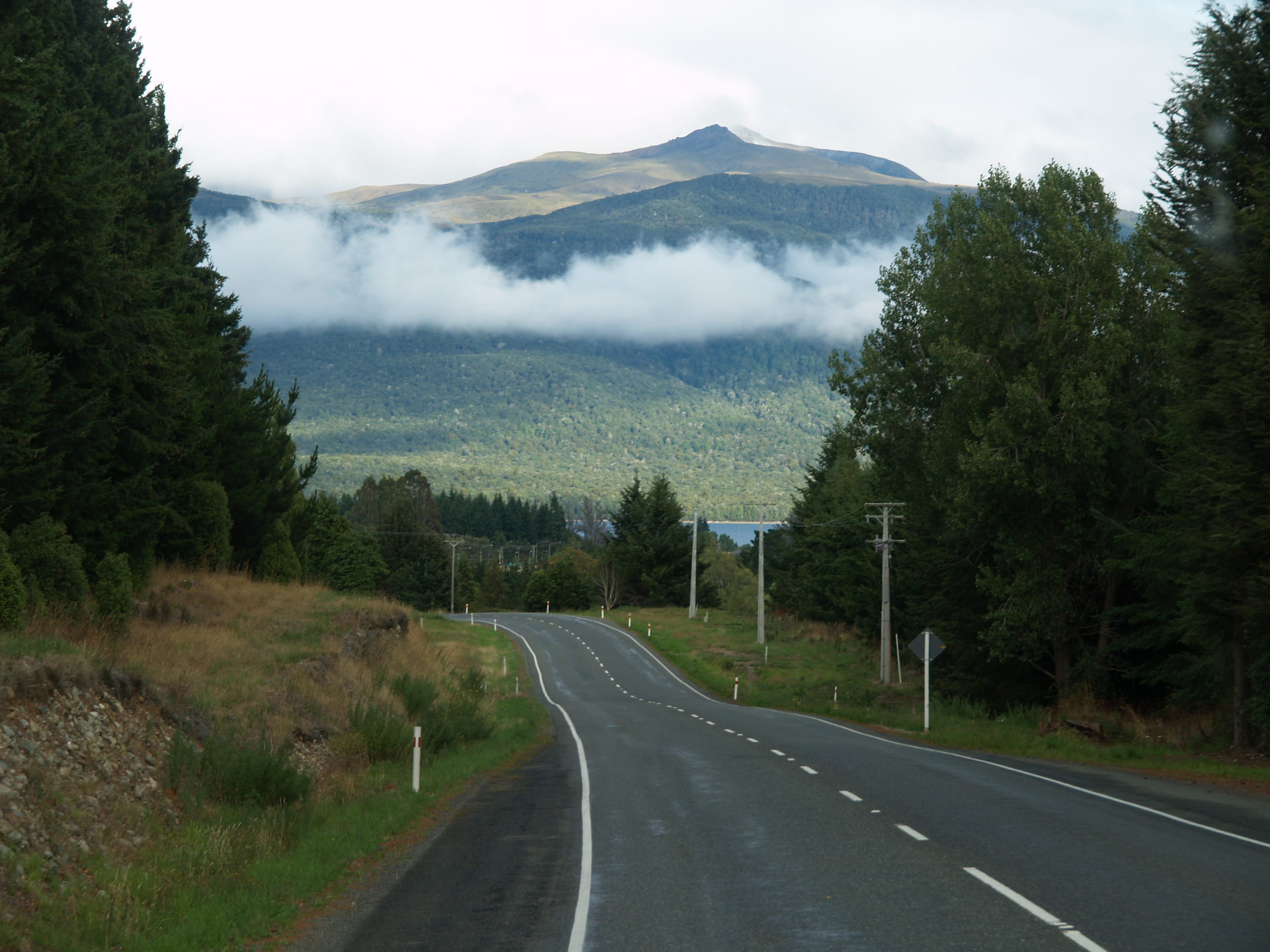 sky, dividing line, no people, symbol, cloud - sky, tree, outdoors, remarkables, road, plant, tranquility, road marking, diminishing perspective, mountain, HD Wallpaper