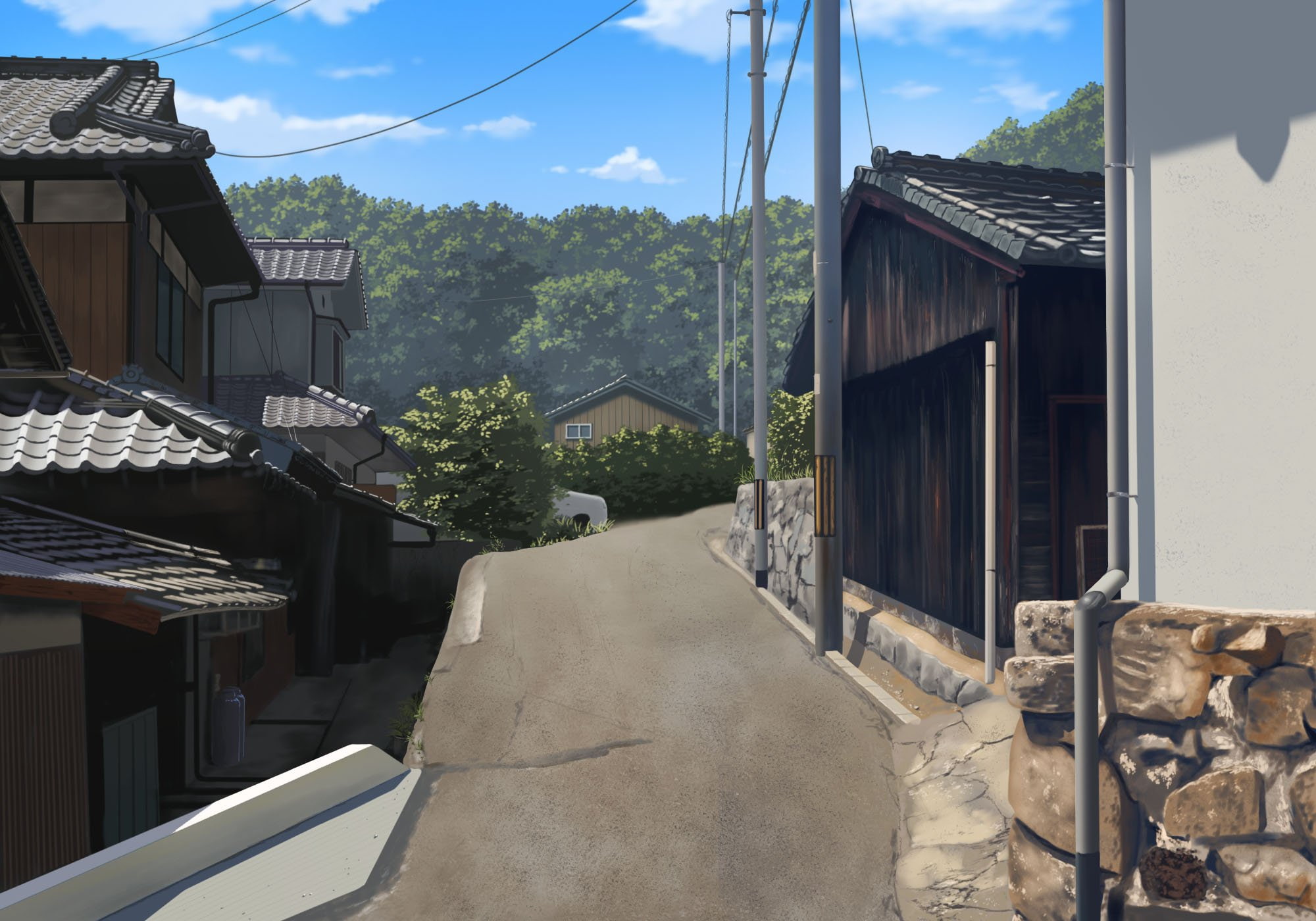realistic, clouds, artifacts, 1080P, scenic, building, nauimusuka, jpeg, original, tree, HD Wallpaper