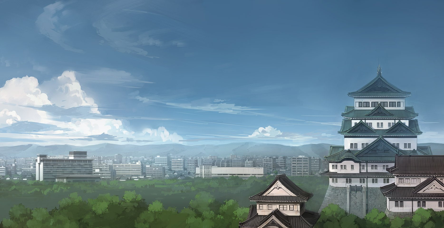 building, city, seo, sky, jpeg, original, artifacts, 720P, landscape, scenic, clouds, tatsuya, HD Wallpaper
