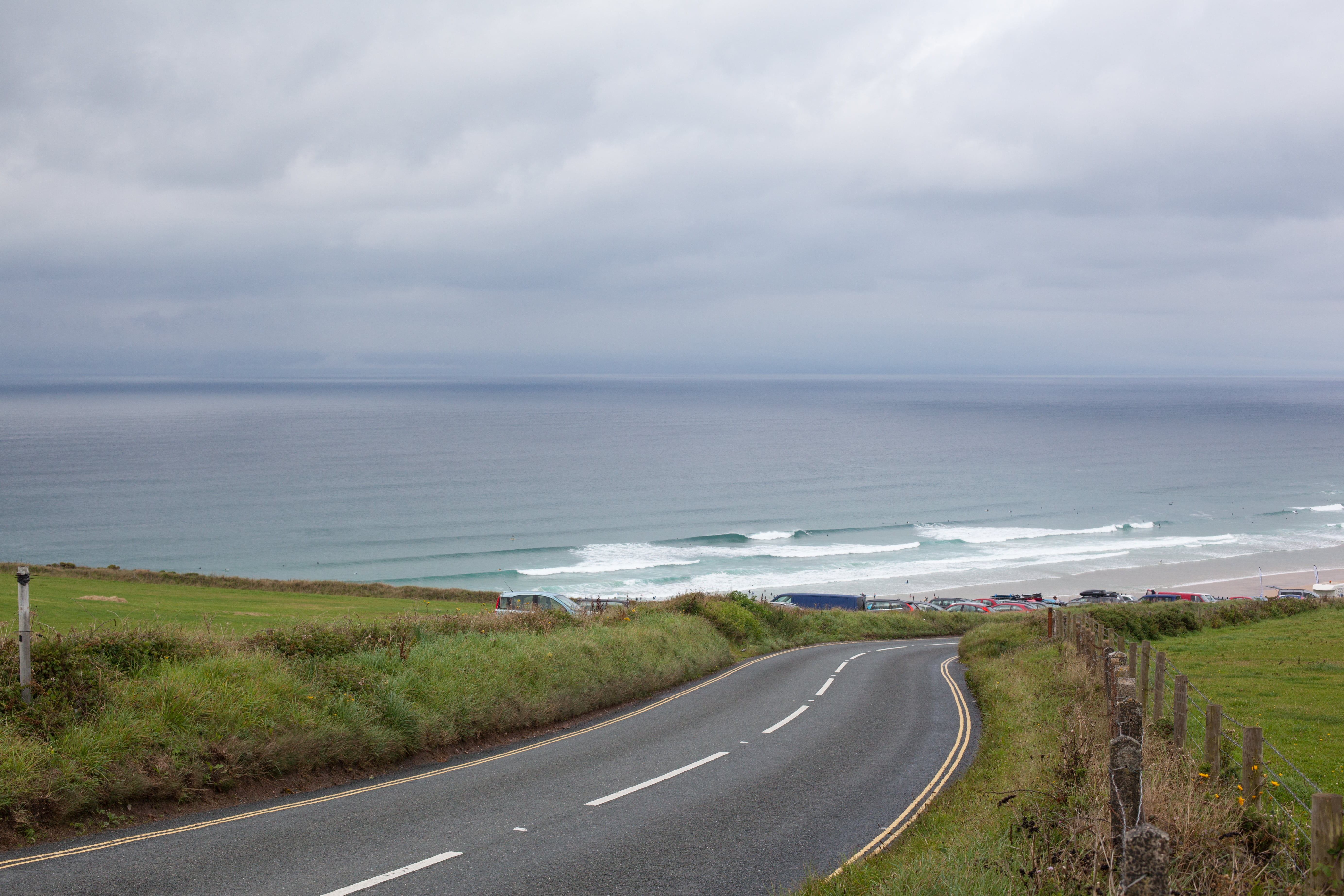 beside, coastline, road, nature, UK, summer  surf, sea, landscapes, countrywide, Kernow, 5K, sunshine, Open Road, outdoors, road ahead, Cornish, England, HD Wallpaper