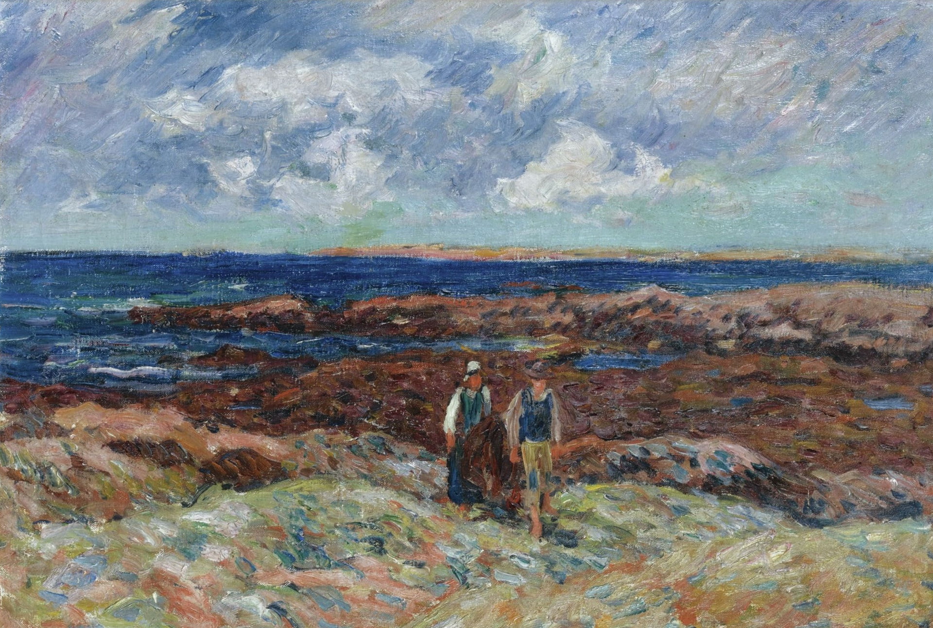 Henri Sea, landscape, The Pointe de Ber Er Morz, 1080P, Henry Moret, picture, HD Wallpaper