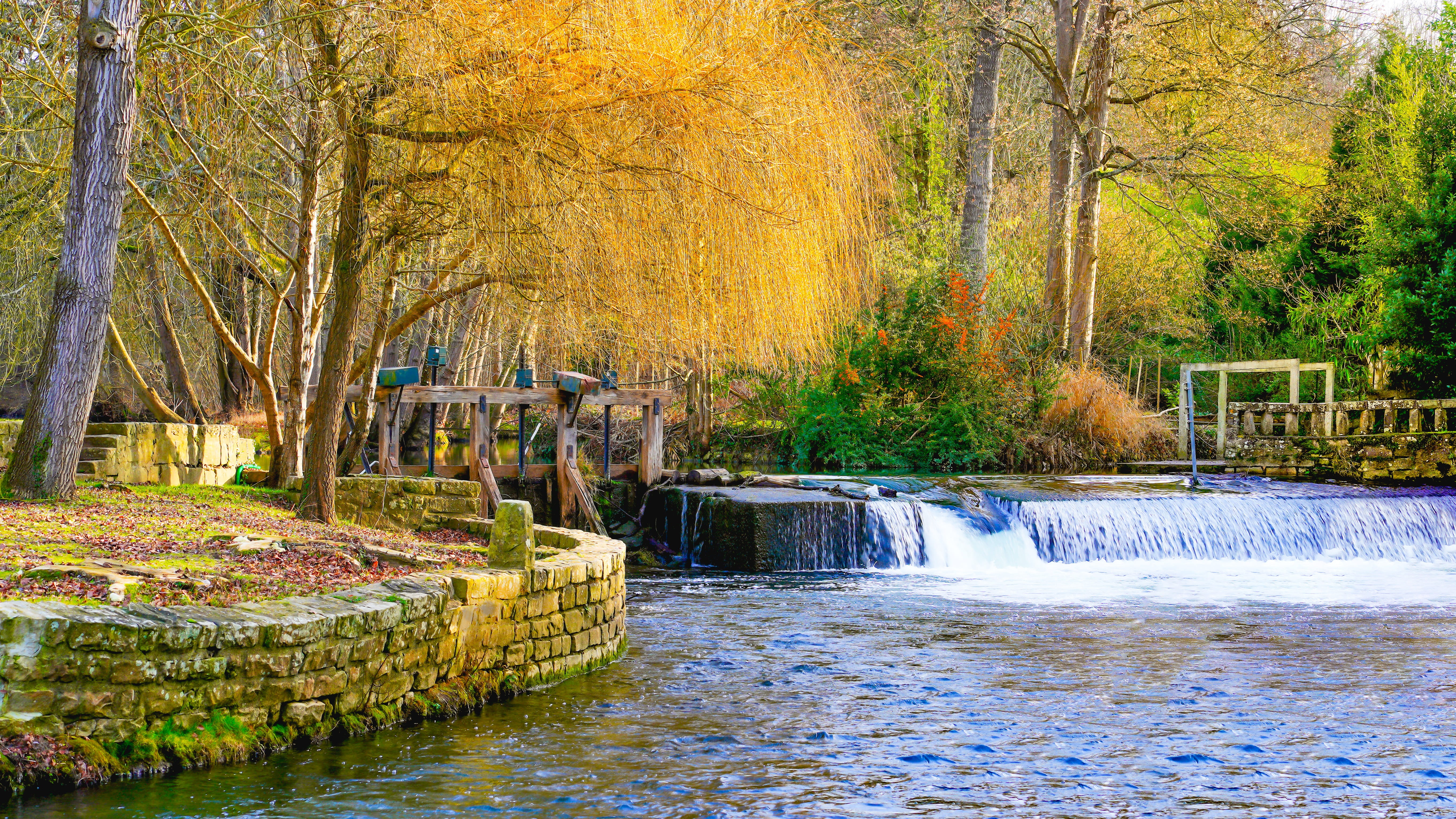 built structure, change, flowing water, tree, scenics - nature, outdoors, day, beauty in nature, motion, nature, river, sluice, no people, france, land, HD Wallpaper