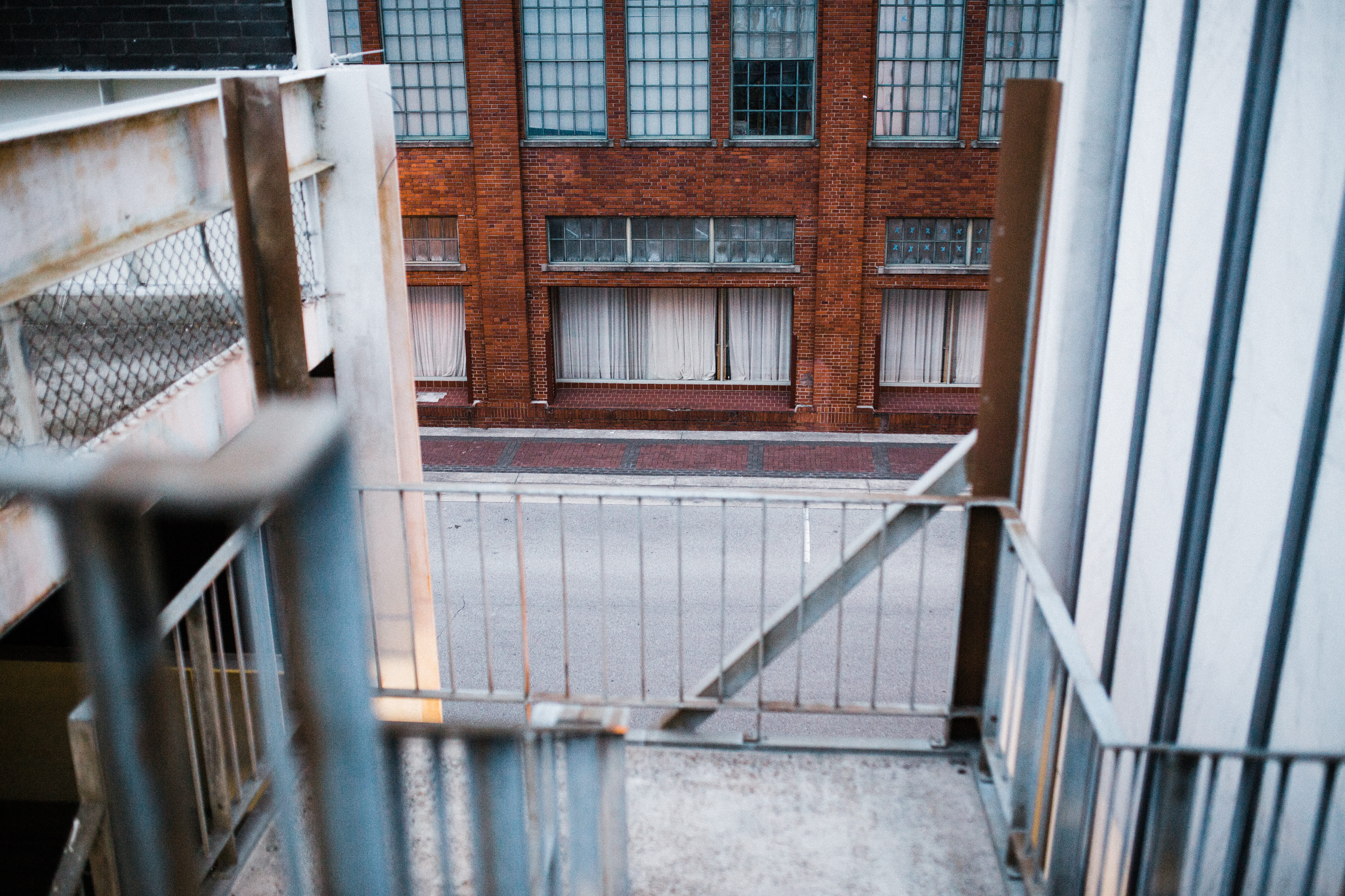 day, reflection, nature, moody, brick, urban, 5K, door, edgy, railing, outdoors, united states, entrance, absence, window, residential district, metal, HD Wallpaper