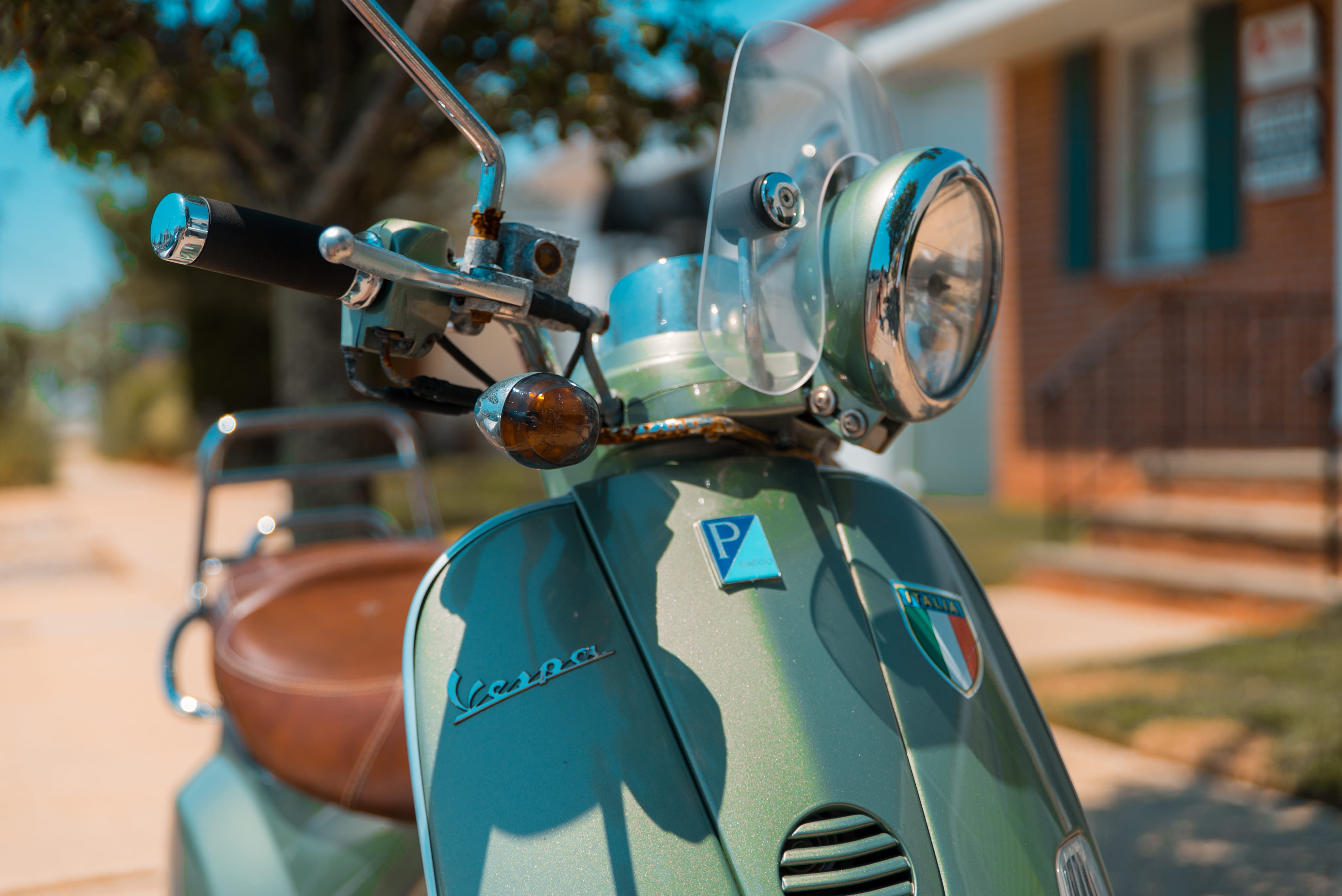 sea, city, vespa, nature, robot, orange and teal, land vehicle, transportation, motorcycle, summer fun, moped, summer color, motor scooter, summer, hipster, HD Wallpaper