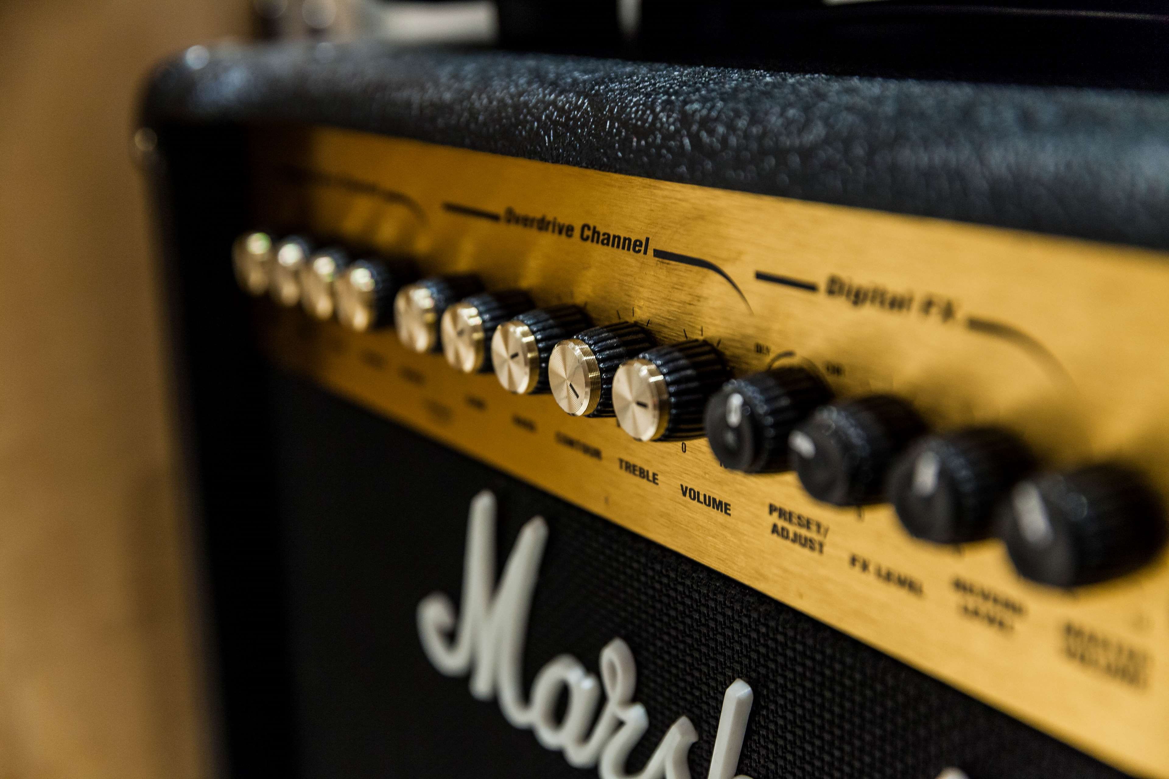 audio equipment, knob, 4K, jazz, noise, music, amp, buttons, detail, technology, marshall, single object, black color, musical instrument, no people, indoors, HD Wallpaper