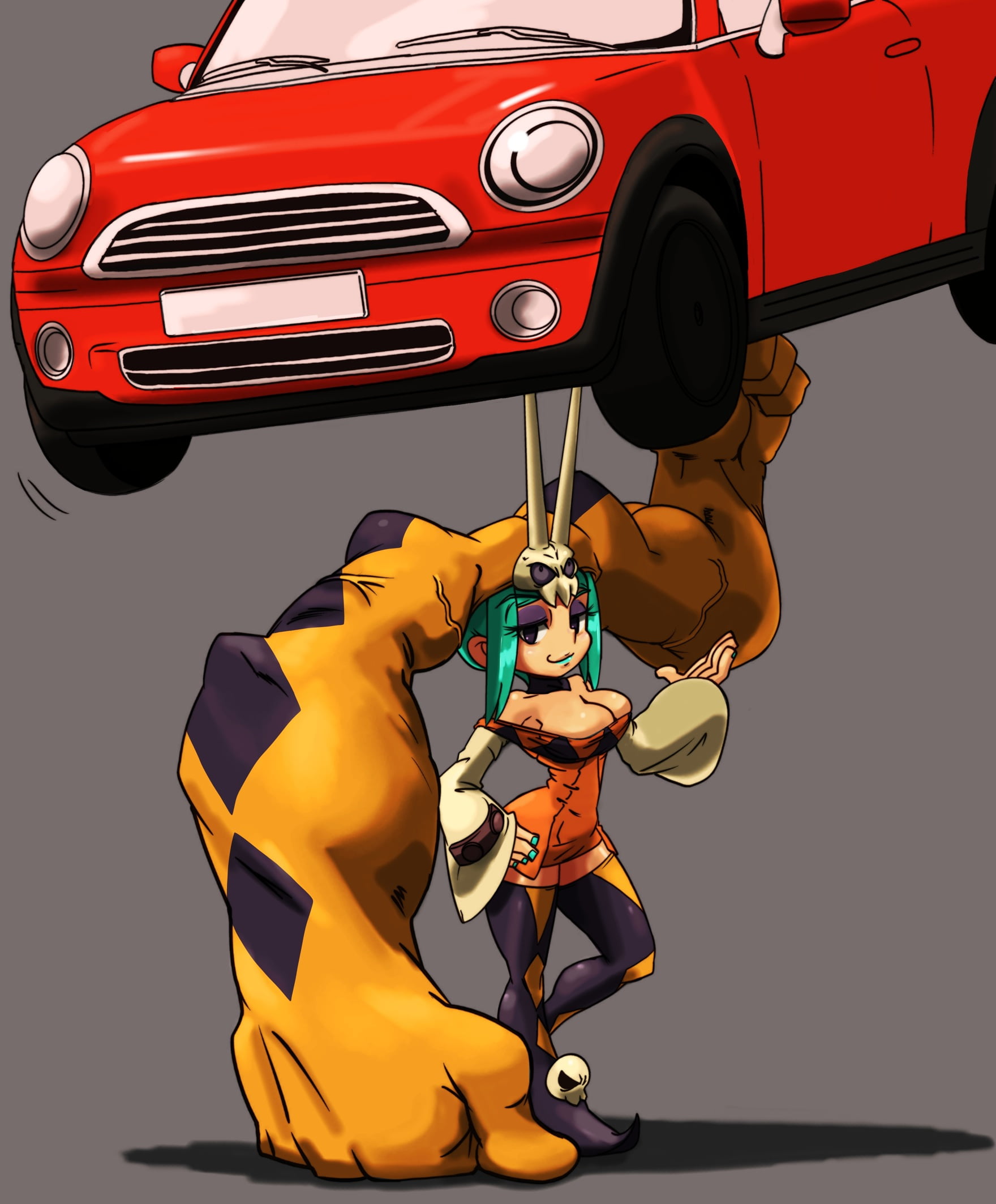 1080P, Cerebella (Skull Girls), Mini Cooper, Hashi ~ke-ka Rika, Skullgirls, Phone HD Wallpaper
