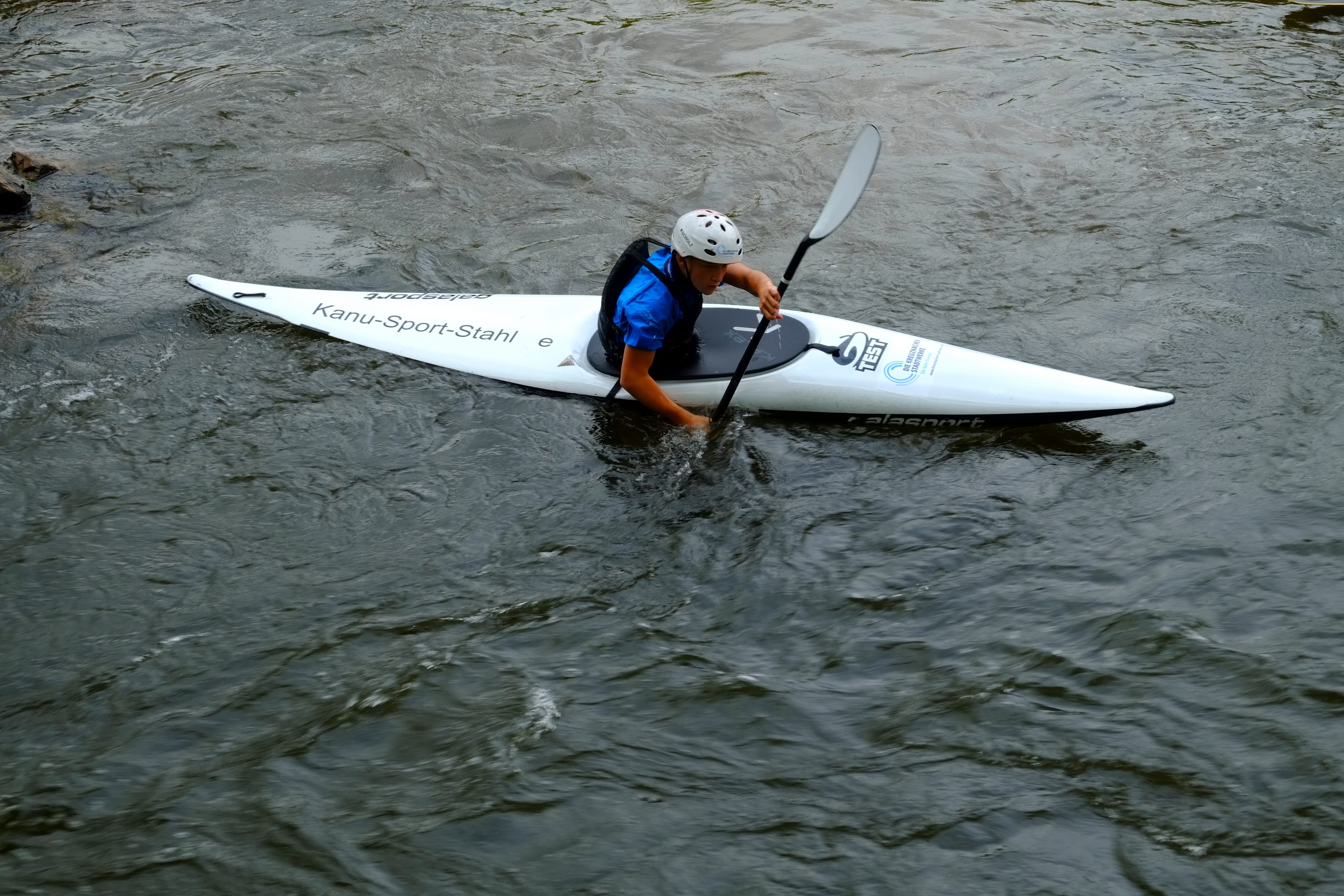 Kayak, action, paddler, fun, people, trend sports, balance, day, nature, leisure Activity, Paddle, waterfront, white, lifestyles, movement, one man only, HD Wallpaper