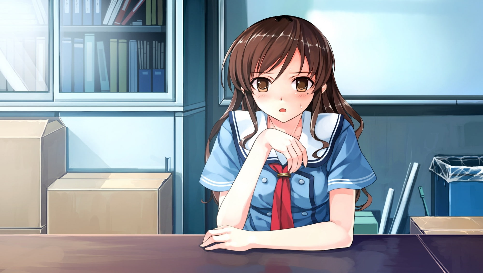 sadness, frustration, resentment, girl, table, tears, office, 1080P, HD Wallpaper