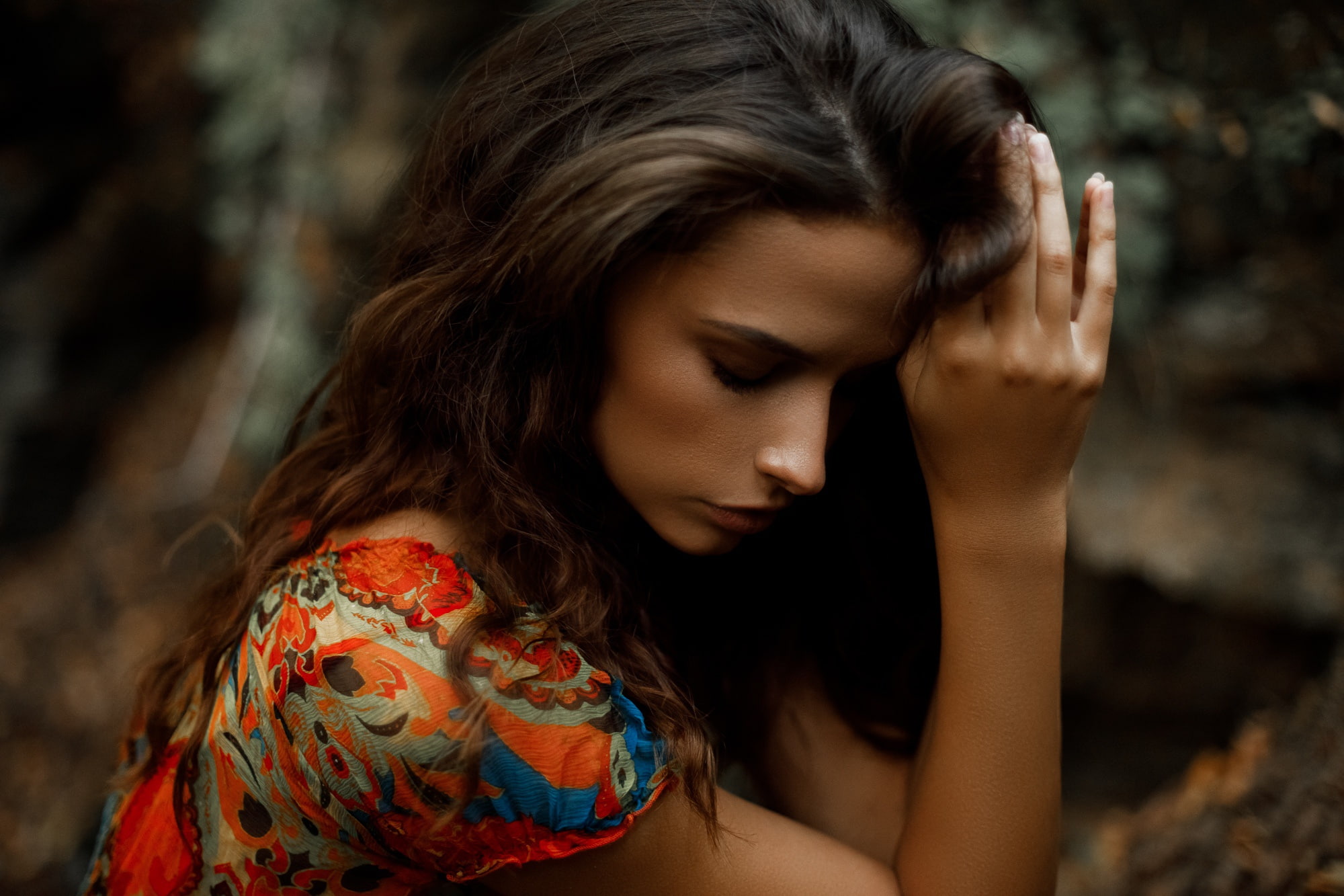 eyes closed, sadness, adult, women, hopelessness, model, hair, frustration, young adult, beautiful woman, contemplation, one person, emotion, depression - sadness, HD Wallpaper