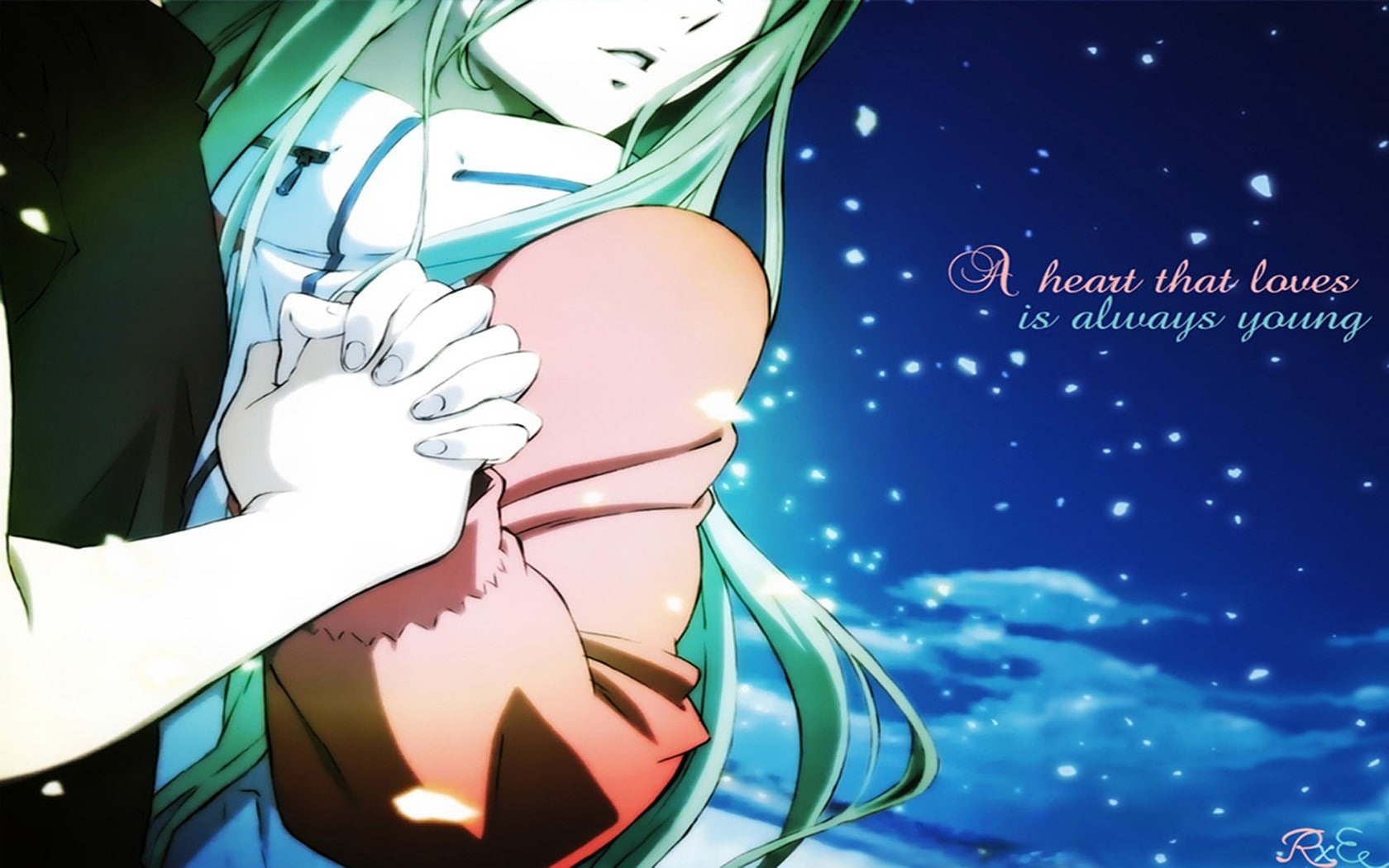 anime, love, eureka, girls, character, 720P, blue, couple, HD Wallpaper
