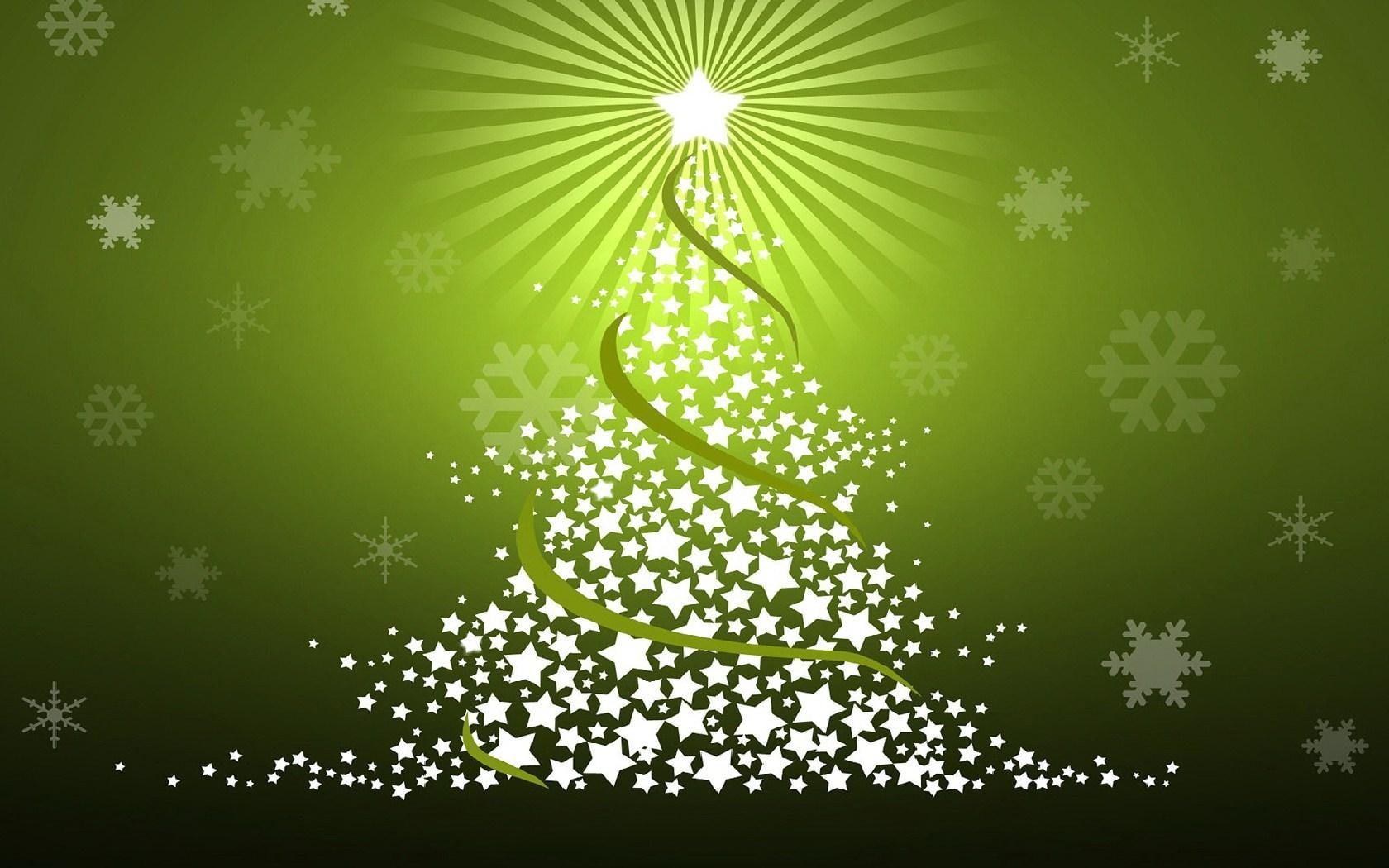 abstract, 720P, unique, green, tree, stars, christmas, HD Wallpaper