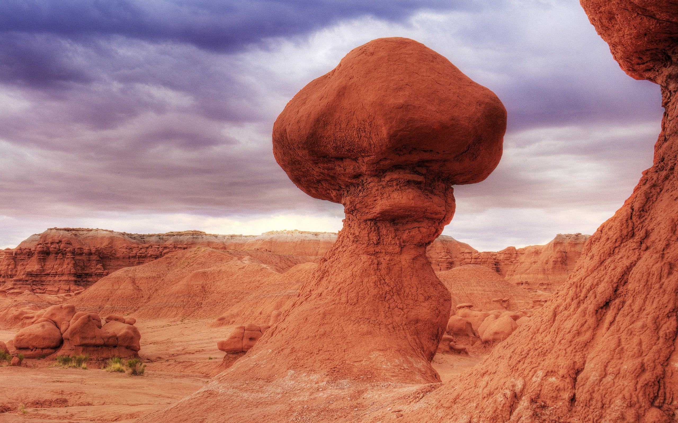 rock, 2K, landscape, nuclear cloud, rock formation, orange, HD Wallpaper