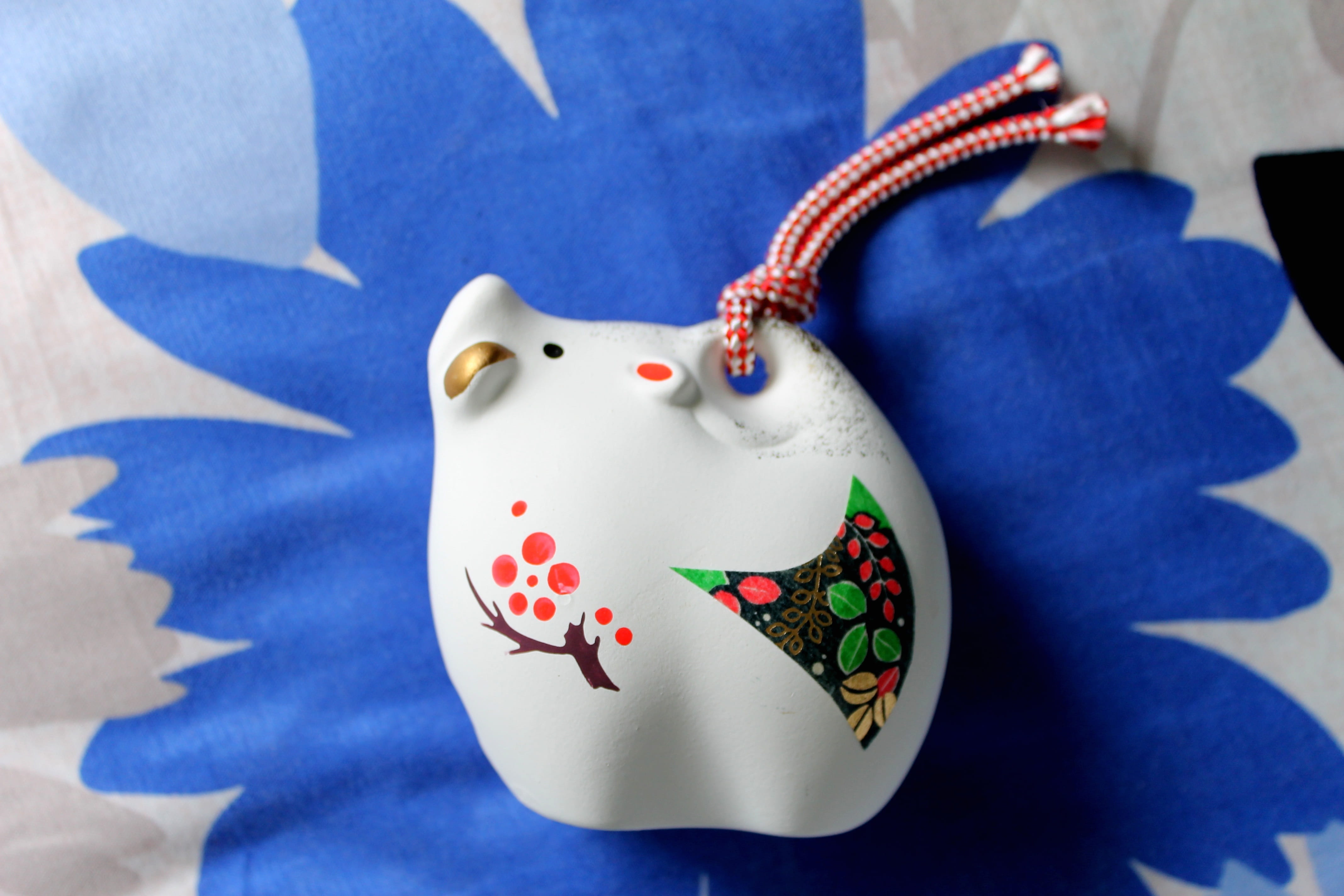 boar, crafts, plum blossoms, string, floral pattern, white animals, single object, 令和, art and craft, textile, blue, zodiac signs, close-up, interior, craft, HD Wallpaper