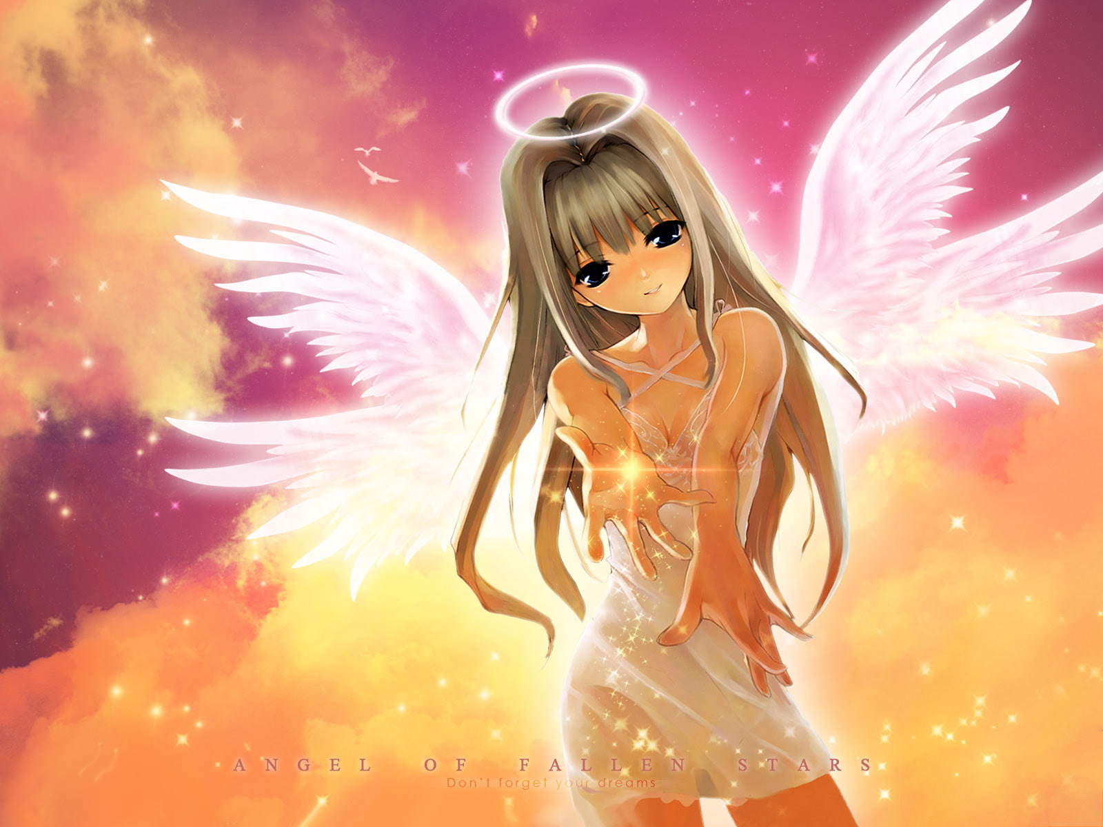 anime, 720P, wings, cartoon/comic, angel, halo, hd, HD Wallpaper