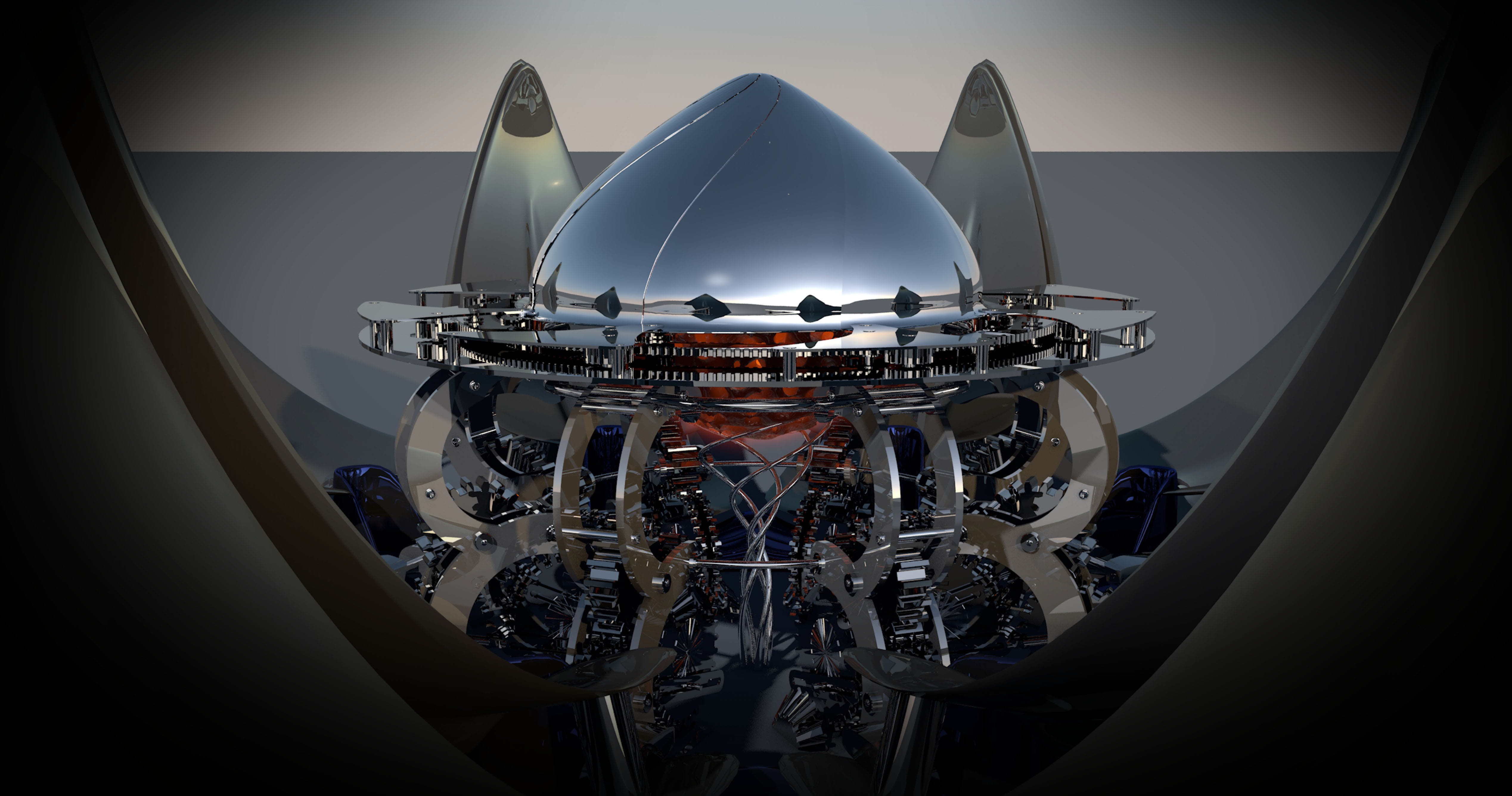 architecture, mode of transportation, science, front view, reflection, close-up, travel, sience fiction, helmet, illuminated, machine, vehicle, indoors, HD Wallpaper