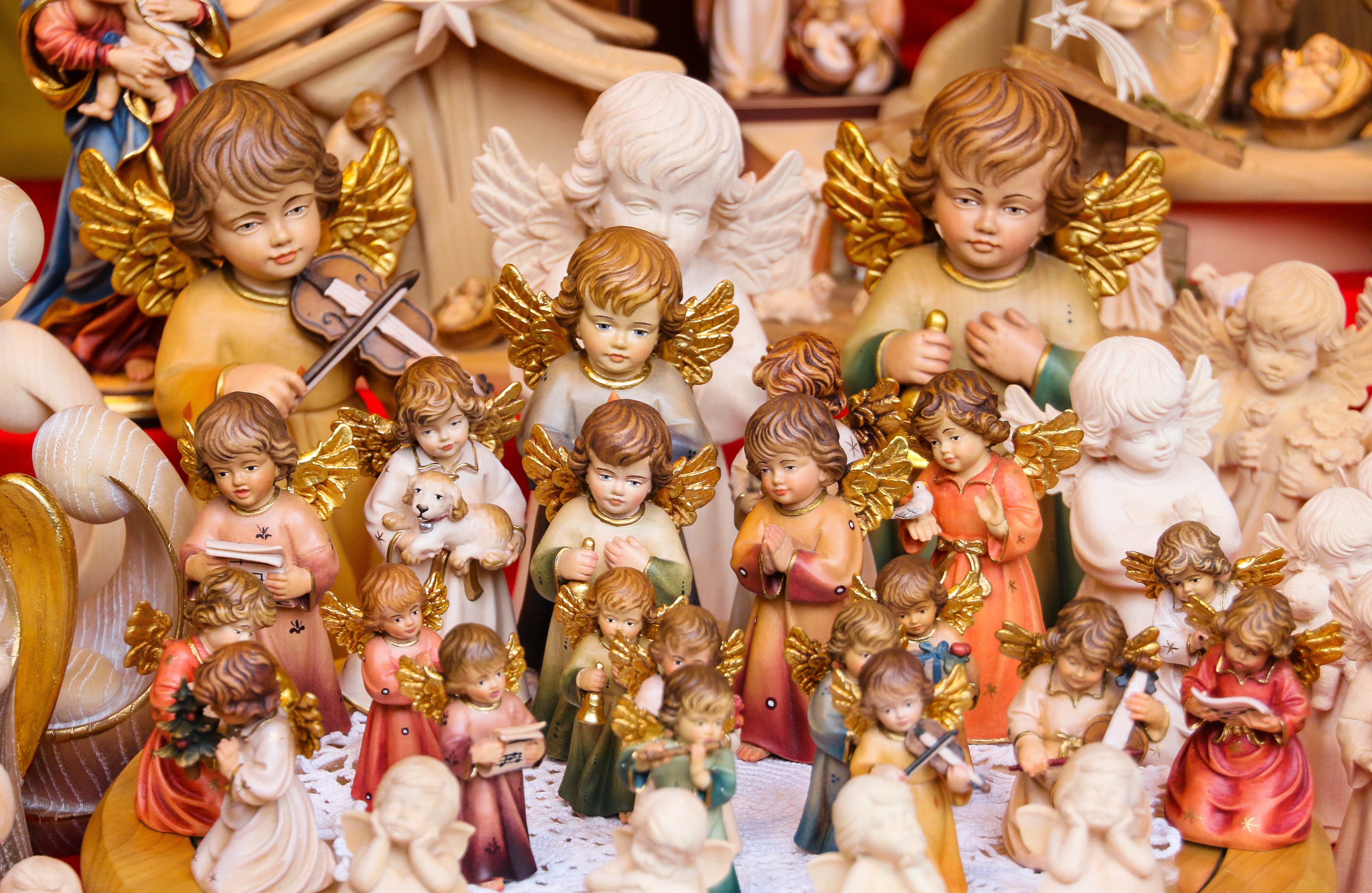 high angle view, guardian angel, sculpture, angel, choice, creativity, christmas, abundance, human representation, christmas motif, variation, christmas greeting, HD Wallpaper