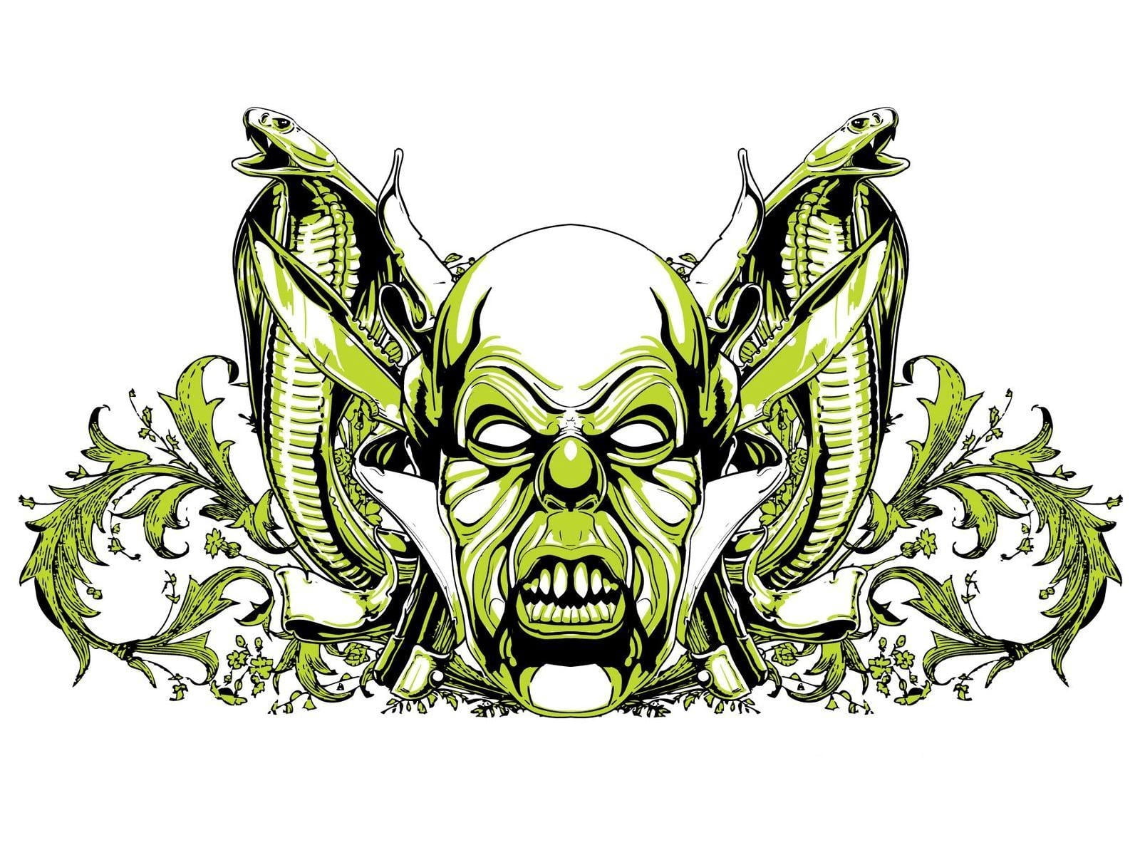 tattoo, green, pattern, representation, digital composite, isolated, human representation, no people, angel, white background, monster - Fictional Character, HD Wallpaper