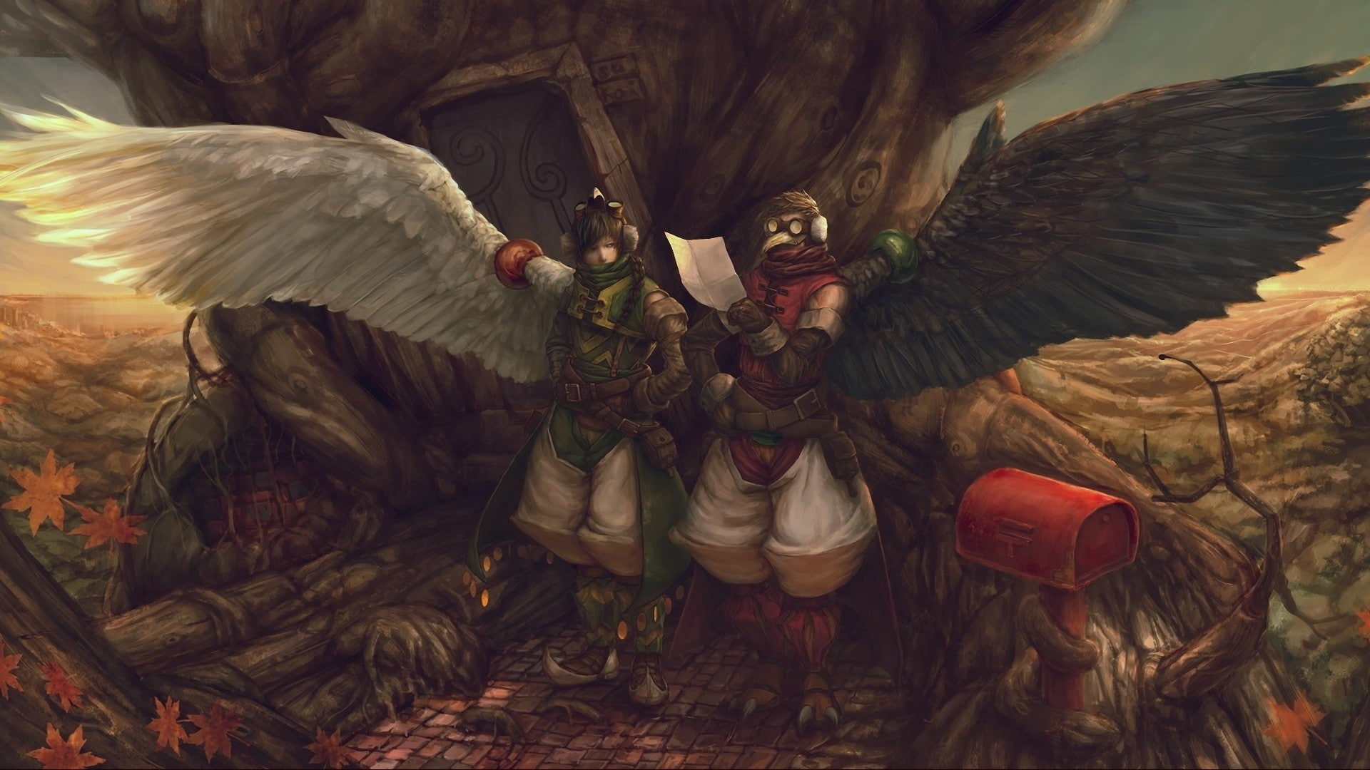 dark, art, original, fantasy, hidari, good, angels, evil, shita, 1080P, HD Wallpaper