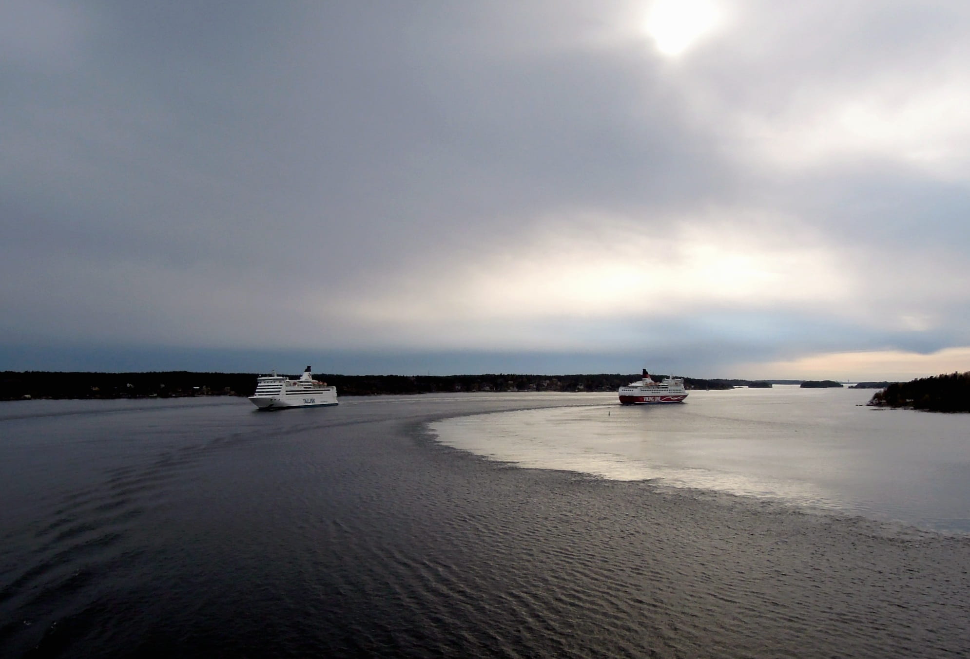 cloudy, scenics - nature, day, mode of transportation, water, Water, Ships, cruiser, Baltic, Sea, nature, meeting, island, cloud - sky, Cruise, cruise ship, HD Wallpaper