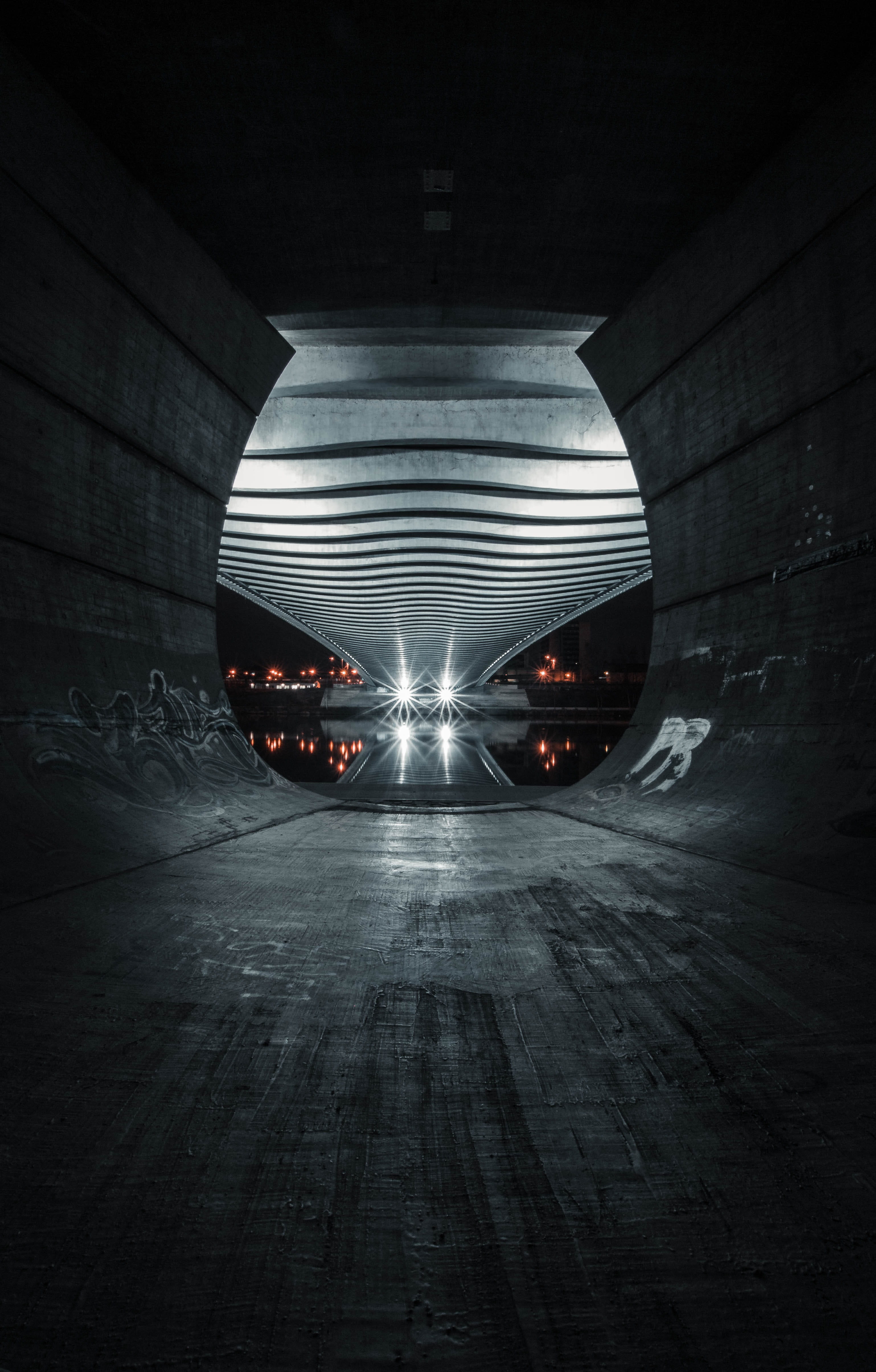night, motor vehicle, 4K, light at the end of the tunnel, tunnel, symbol, evening, car, parking garage, underpass, czech republic, the way forward, built structure, Phone HD Wallpaper