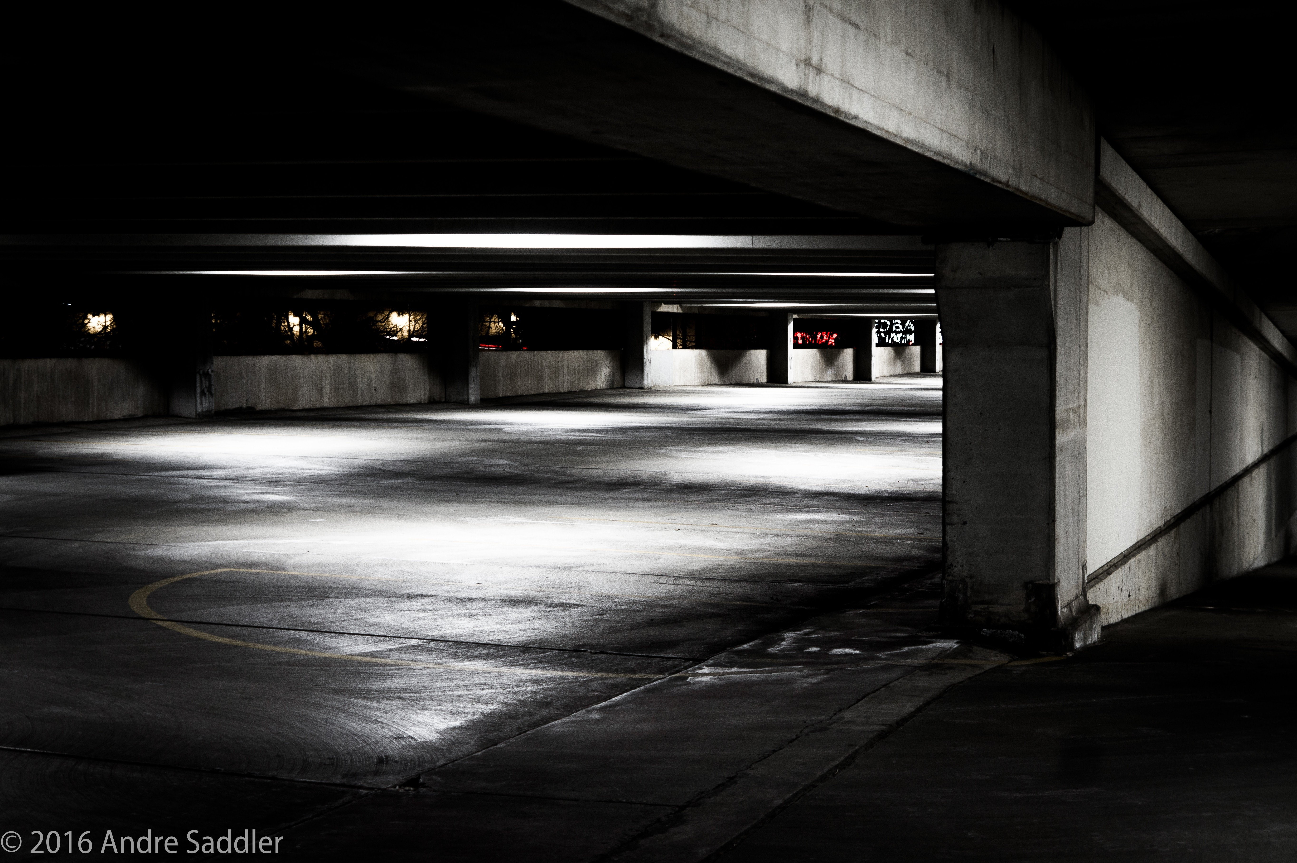 underpass, illuminated, subway, sign, city, architecture, night, architectural column, parking lot, the way forward, road, parking garage, 5K, no people, HD Wallpaper