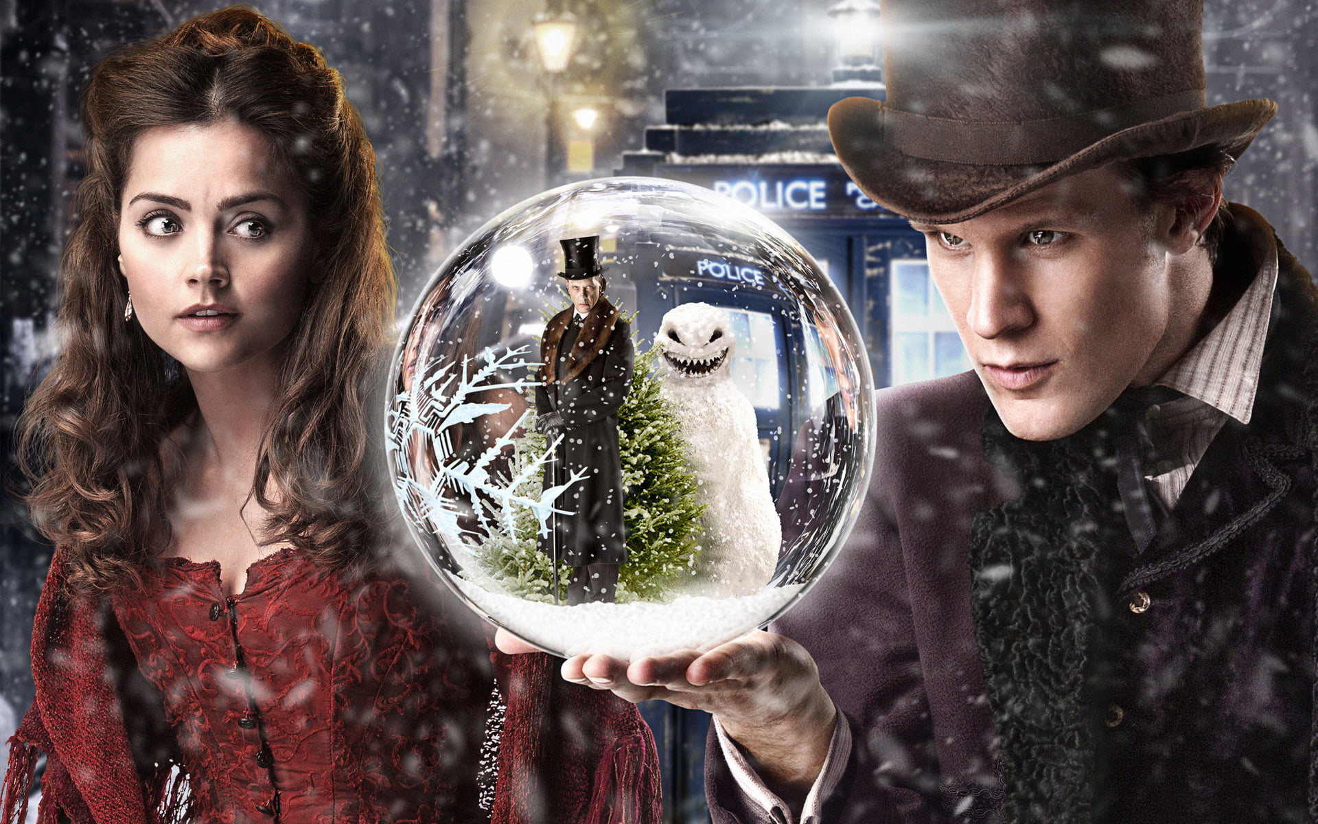 looking, mid adult, snow, portrait, young Adult, winter, fashion, men, two People, Matt Smith, Doctor Who, nature, christmas, females, ball, red, sleeved, HD Wallpaper