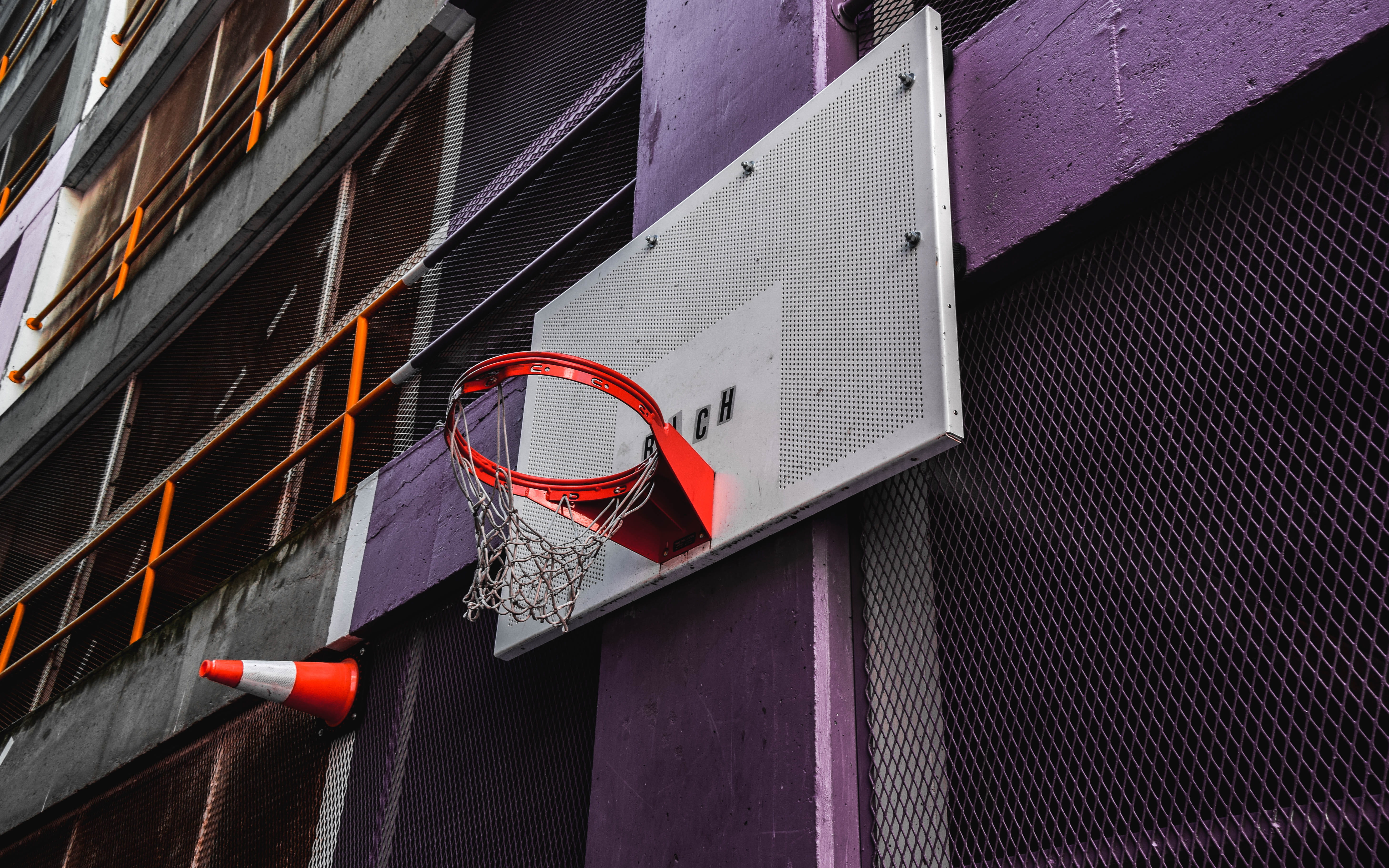bball, team sport, safety, protection, iron, 5K, art, home decor, team, staircase, metal, handrail, shutter, basket, no people, hoop, wall - building feature, HD Wallpaper