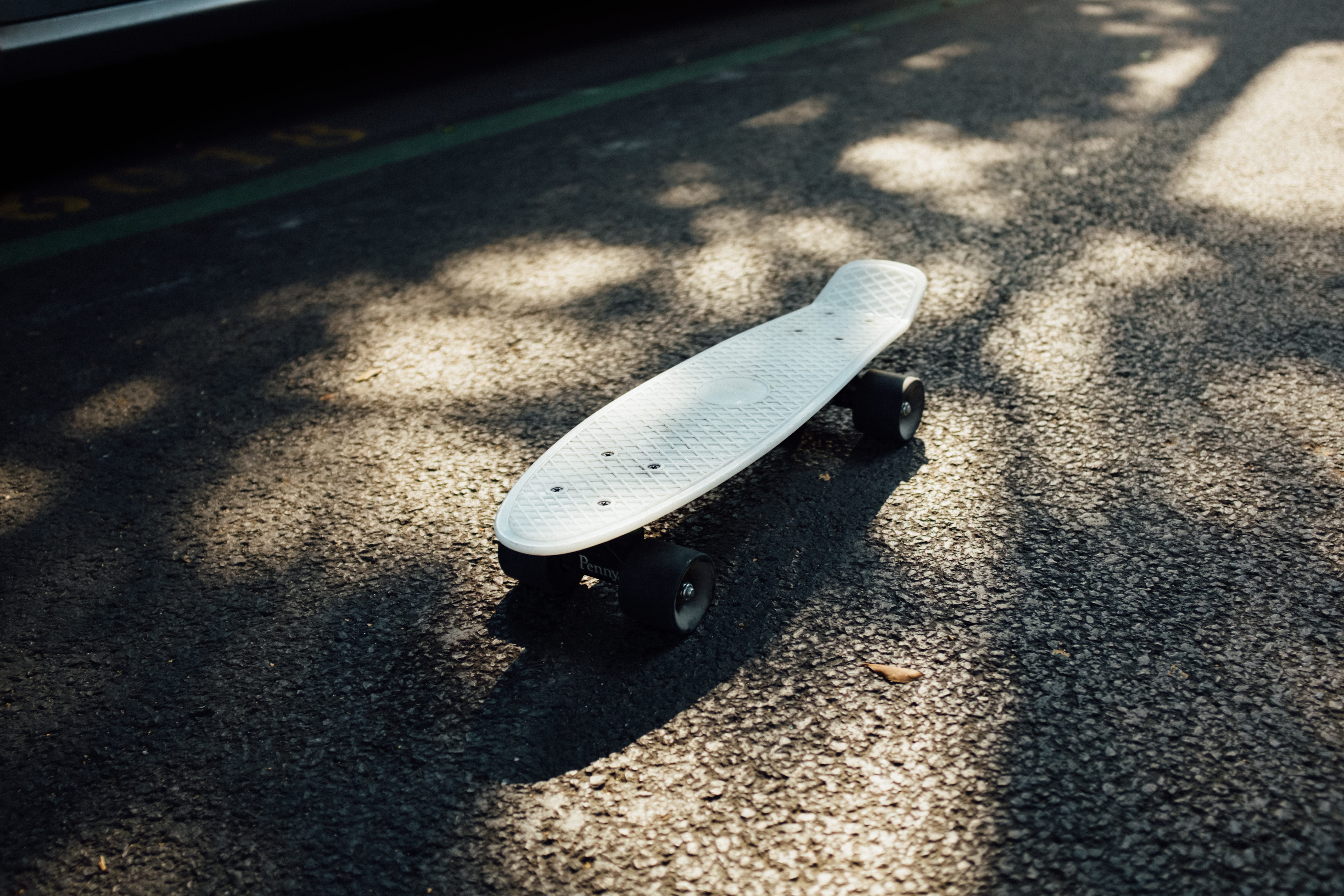 focus on foreground, board, high angle view, outdoors, sunlight, animal wildlife, white, road, shadow, city, shoe, day, animals in the wild, gray, skatepark, HD Wallpaper