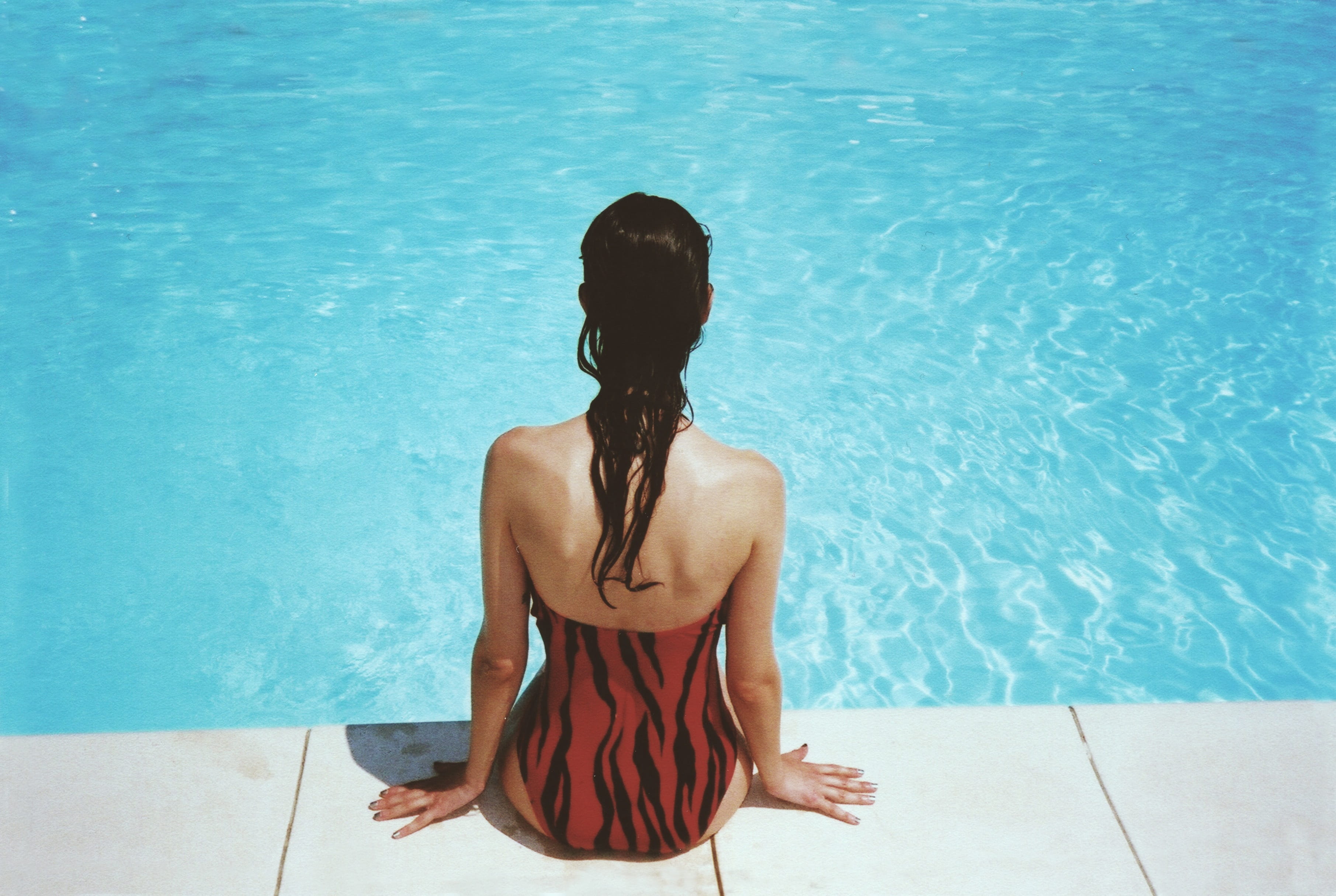 leisure, three quarter length, swimwear, one person, swim, summer, girl, outdoors, water, blue, adult, hairstyle, women, sunlight, lifestyles, young adult, HD Wallpaper