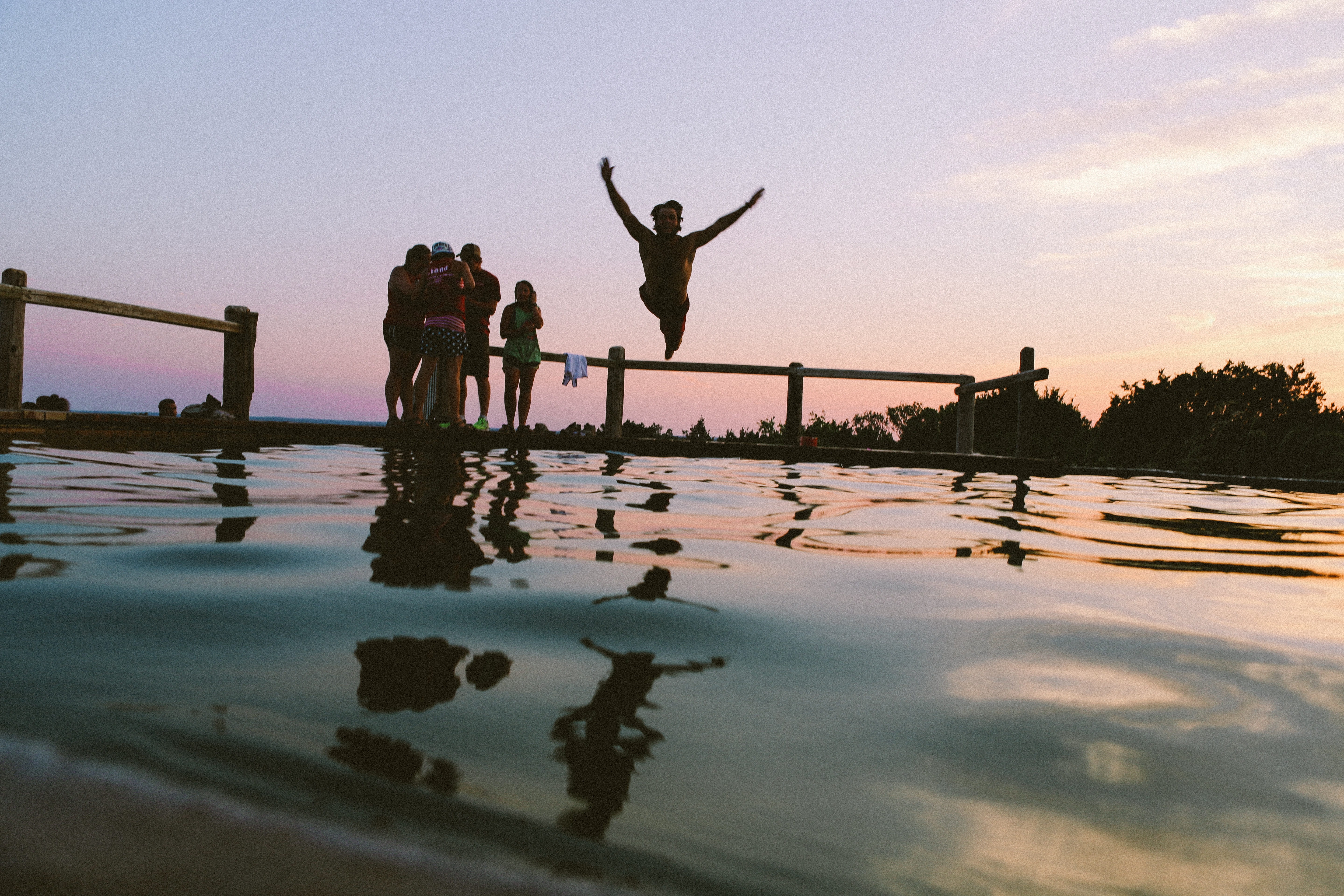 dive, adult, happiness, human arm, outdoors, lake, summer, pier, beach, jump, fit, leisure, arms raised, active, human limb, young, 5K, sea, swimming, HD Wallpaper
