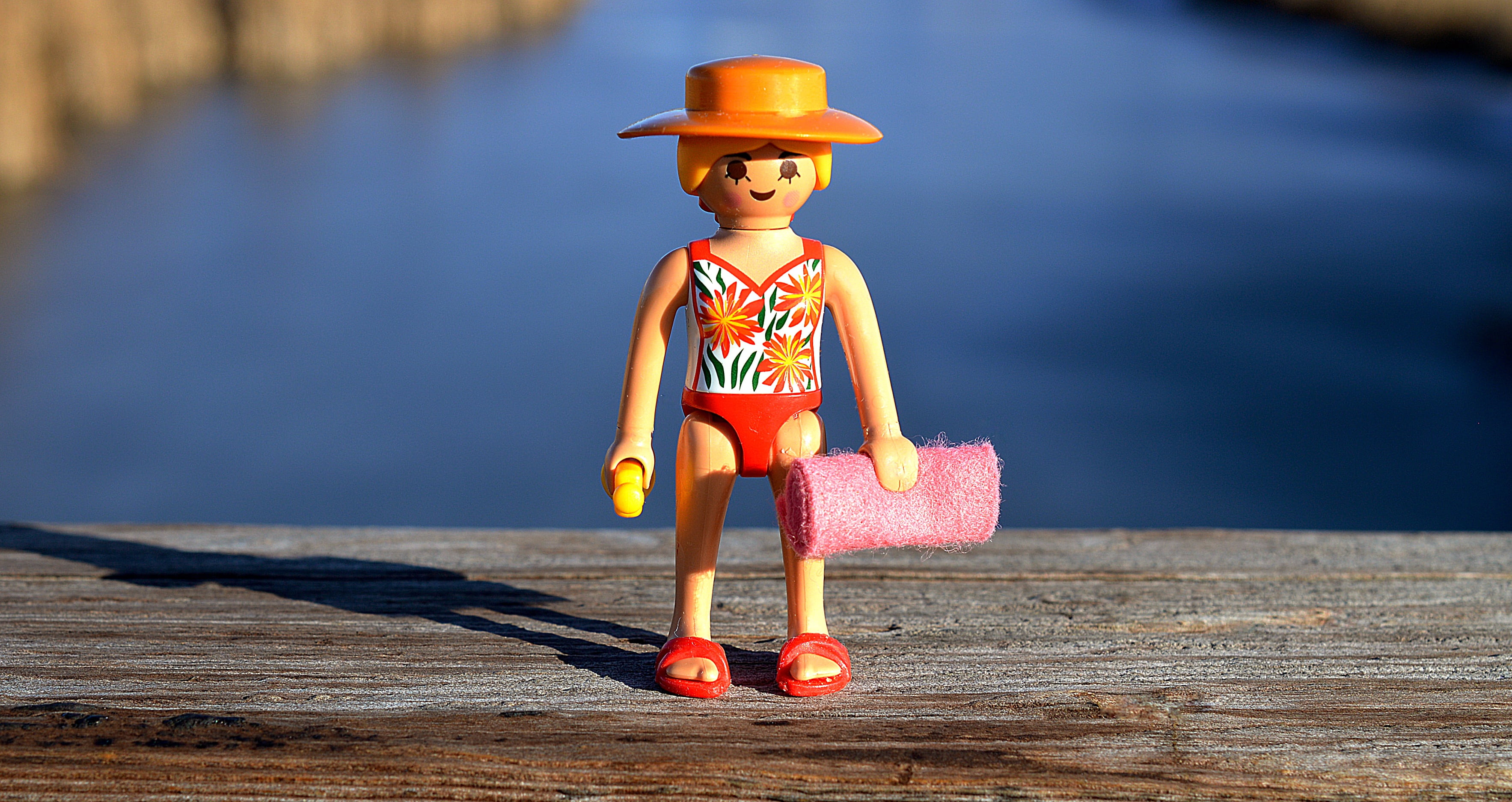 doll, nature, 2K, adult, leisure, playmobil, multi colored, day, vacations, one woman only, water, swimsuit, holding, only women, outdoors, lifestyle, HD Wallpaper