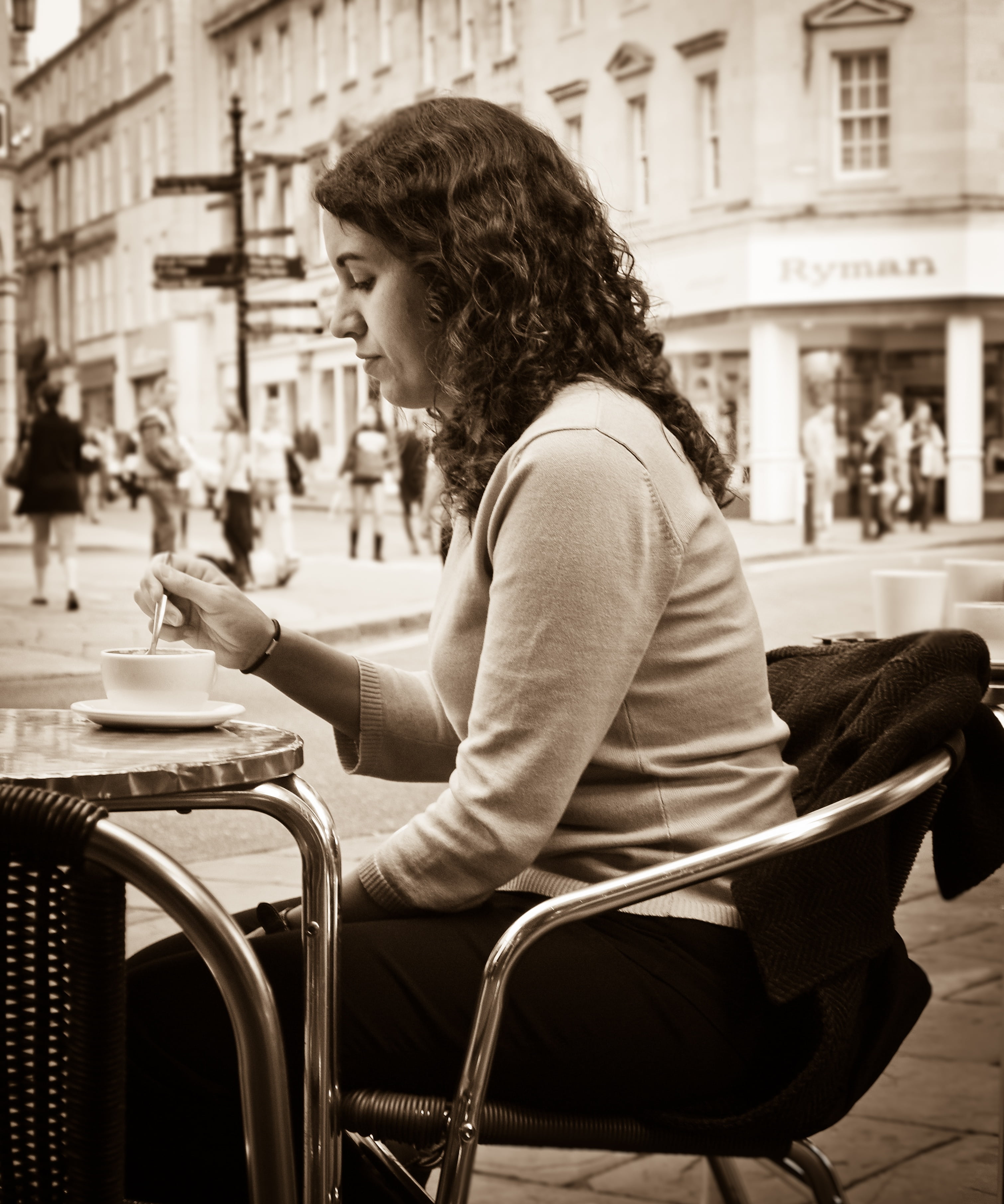 girl, young Adult, lifestyles, somerset, hairstyle, seat, british, leisure activity, day, old, chair, 2K, travel, sidewalk cafe, drinking, cafe, one Person, Phone HD Wallpaper